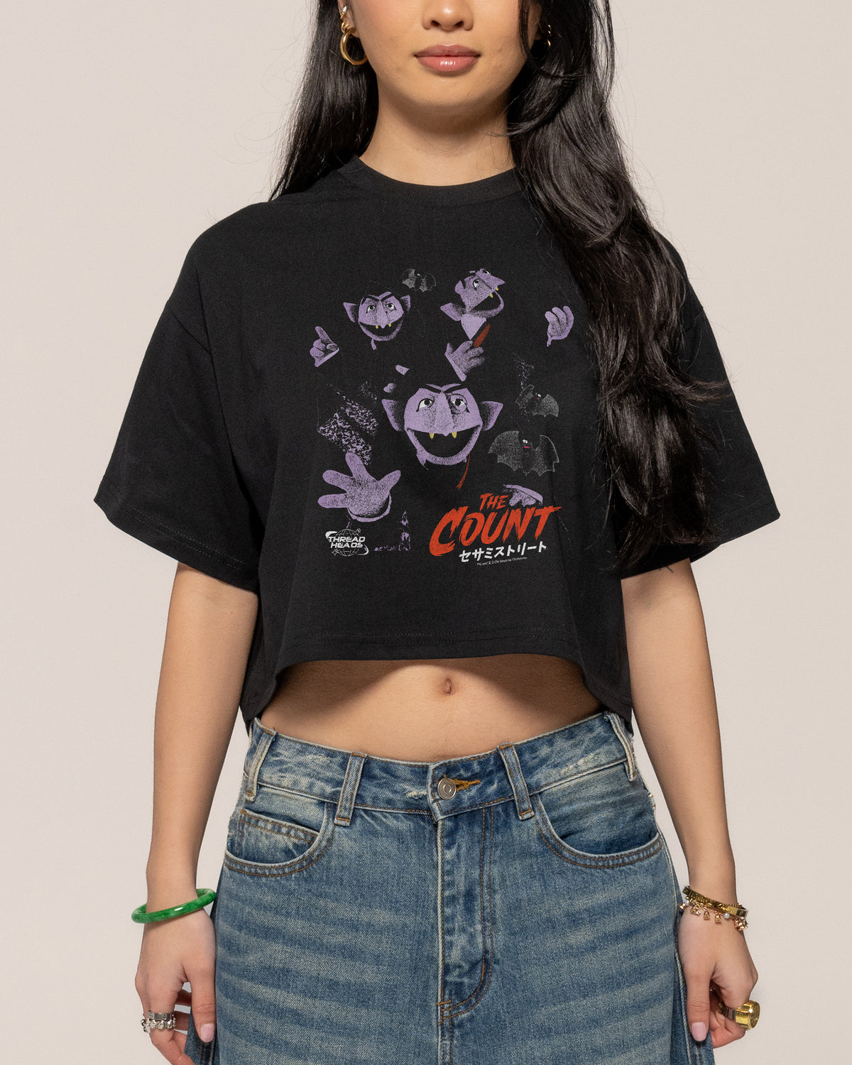 Japan Count Black Crop Tee