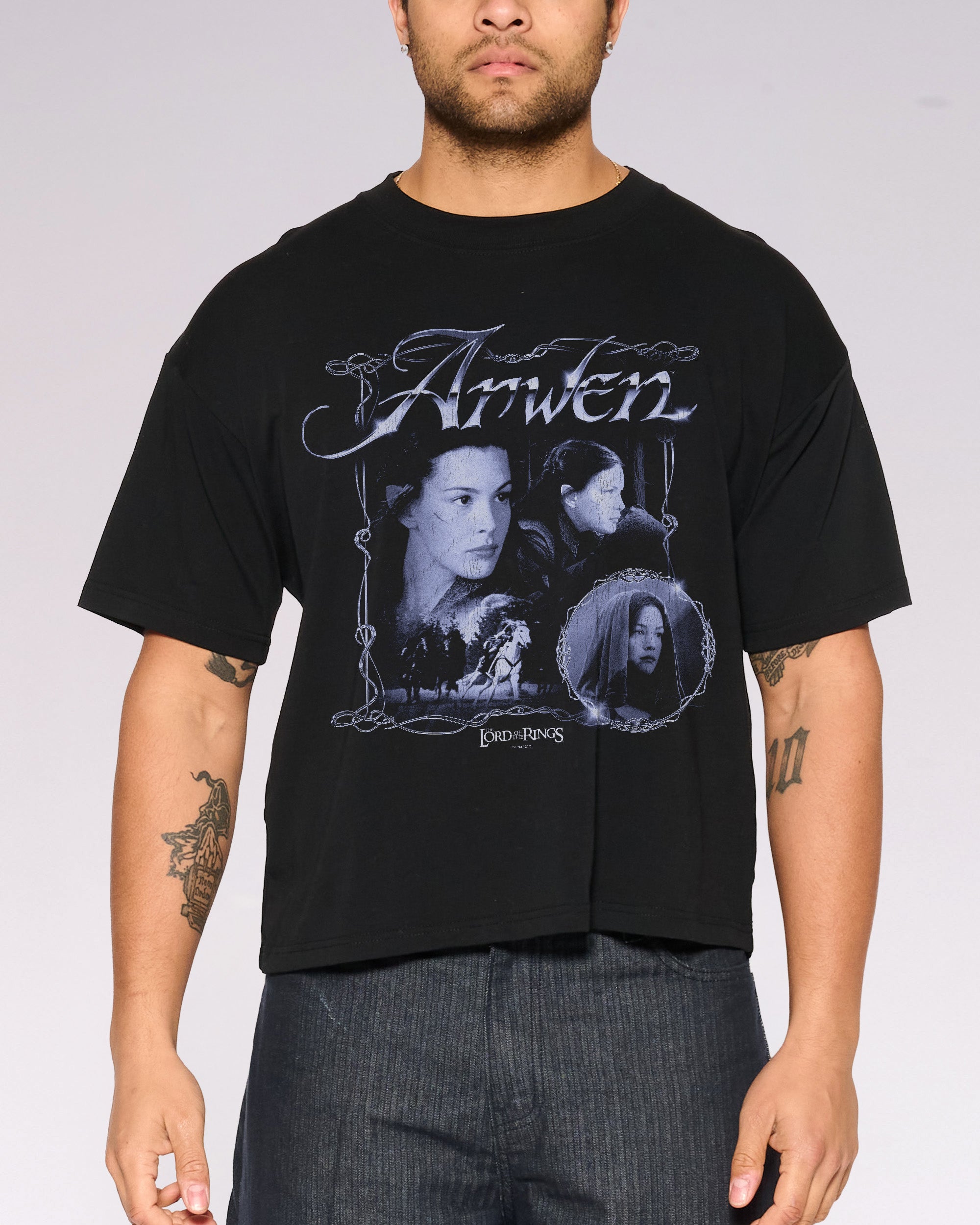 Arwen Black Oversized Crop Tee
