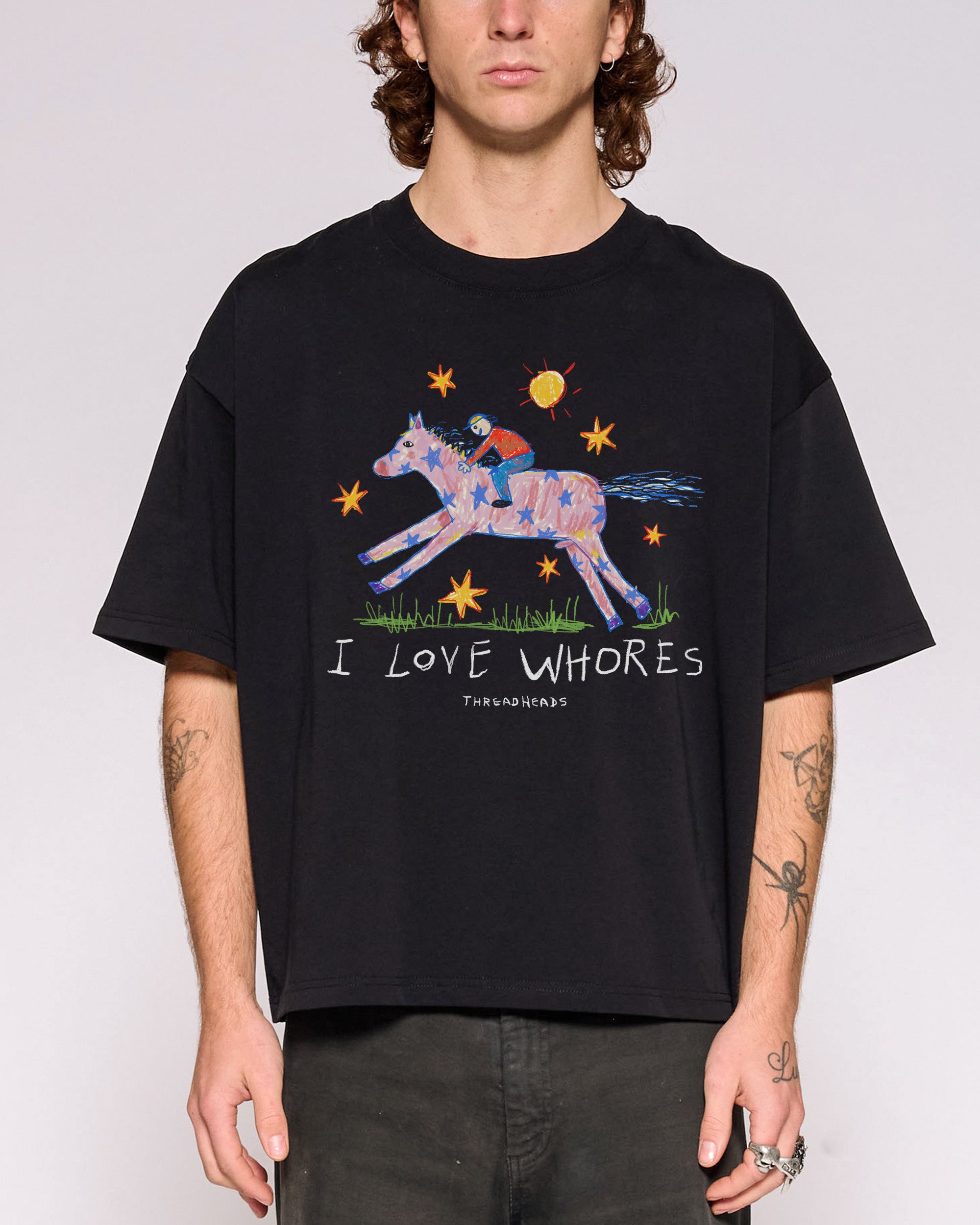 I Love Whores Oversized Crop Tee