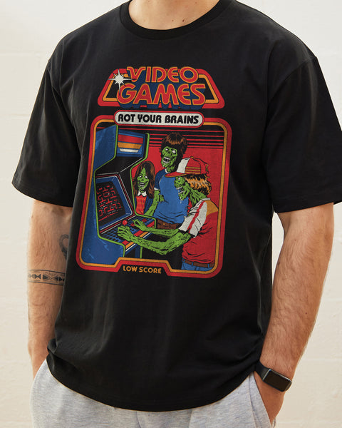 Video Games Rot Your Brains T-Shirt | Designed by Steven Rhodes