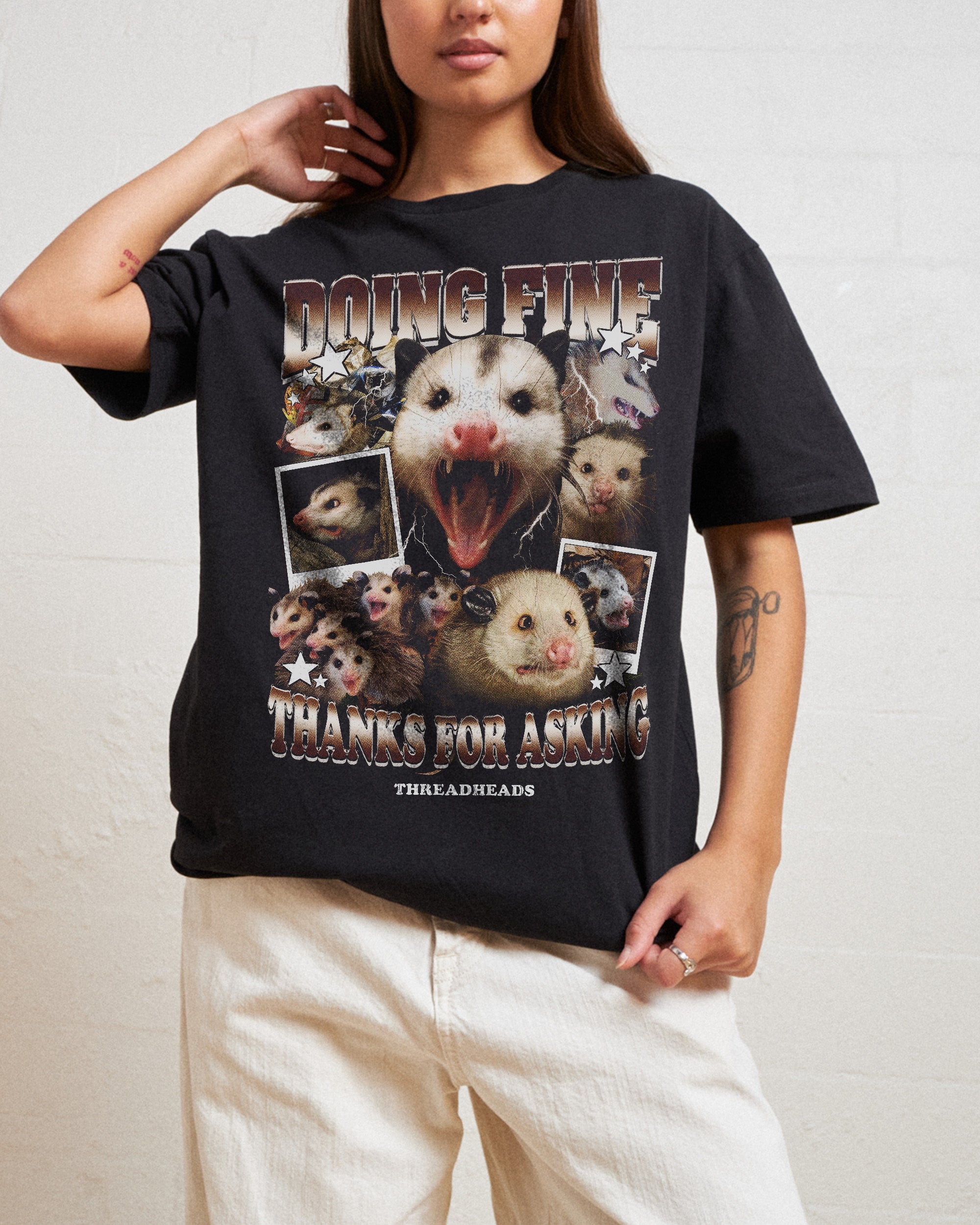 Doing Fine Opossum T-Shirt Australia Online Black