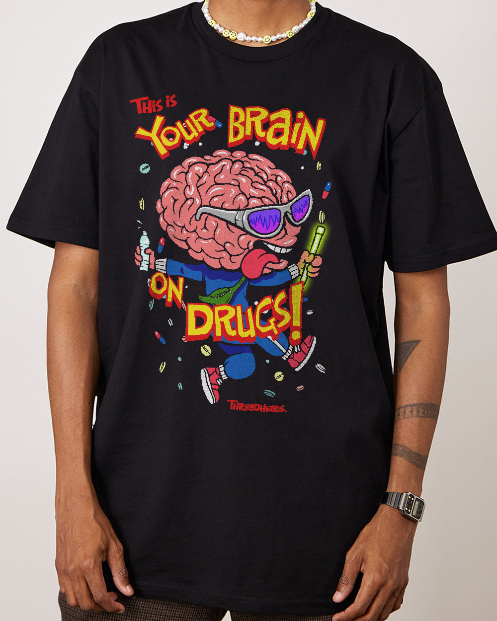 Your Brain On Drugs T-Shirt Australia Online #colour_black