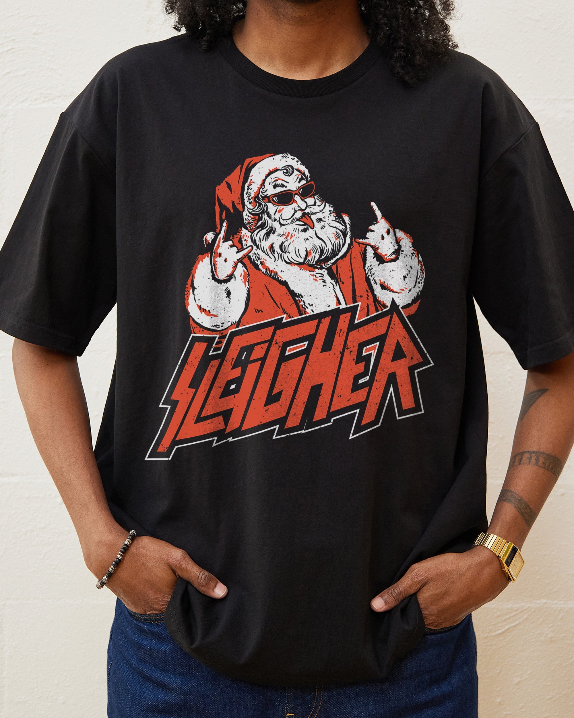 Santa Sleigher T-Shirt Australia Online Black