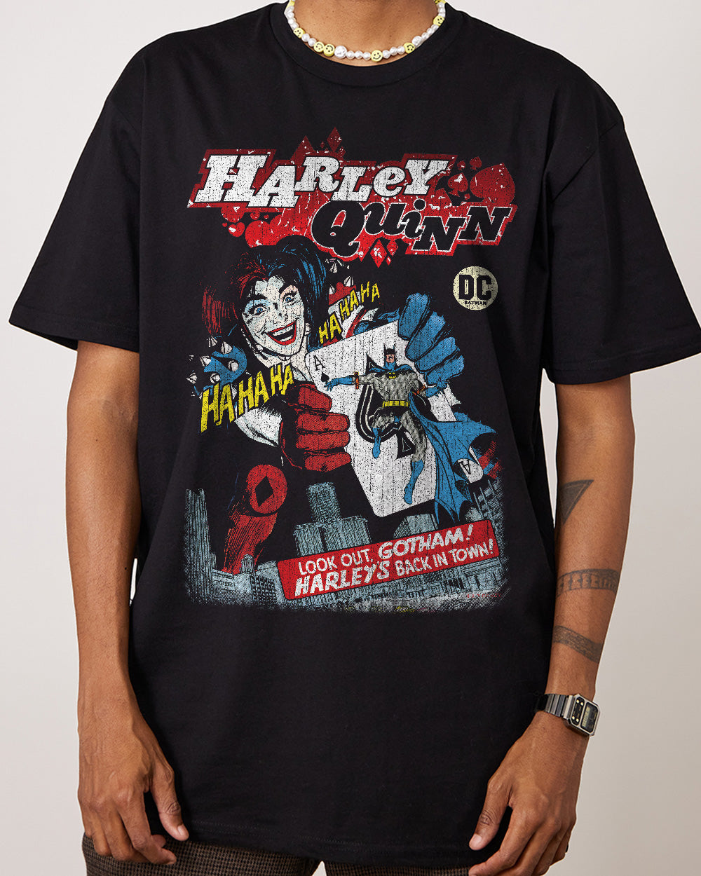 Harley Quinn's Back In Town T-Shirt Australia Online #colour_black