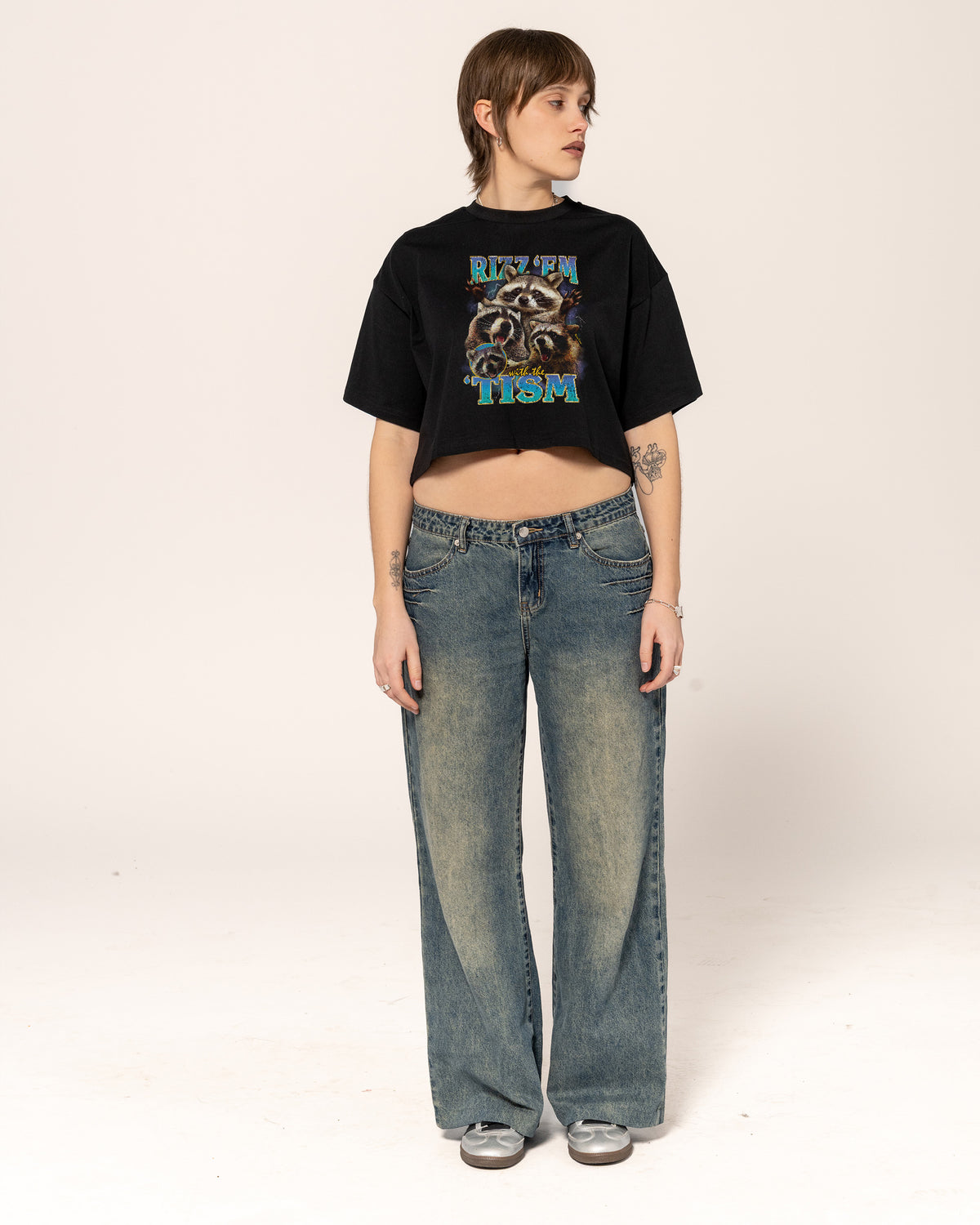 Rizz 'Em With the 'Tism Black Crop Tee