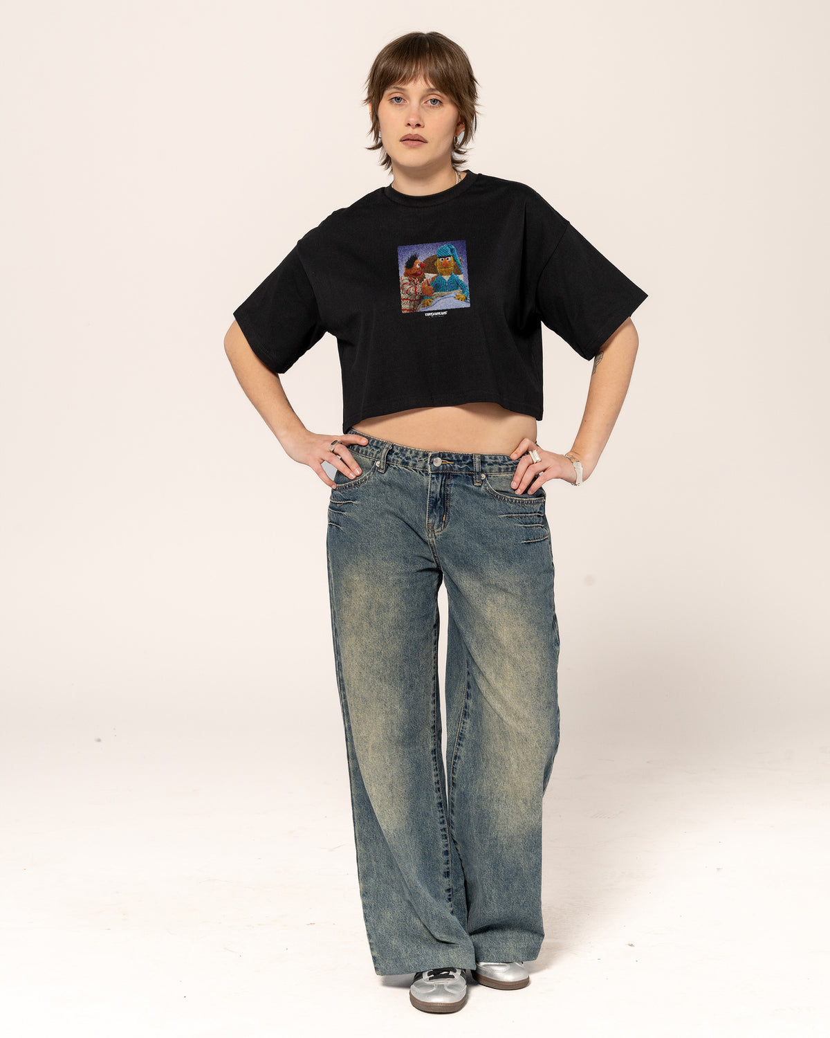 Annoyed Bert Black Crop Tee