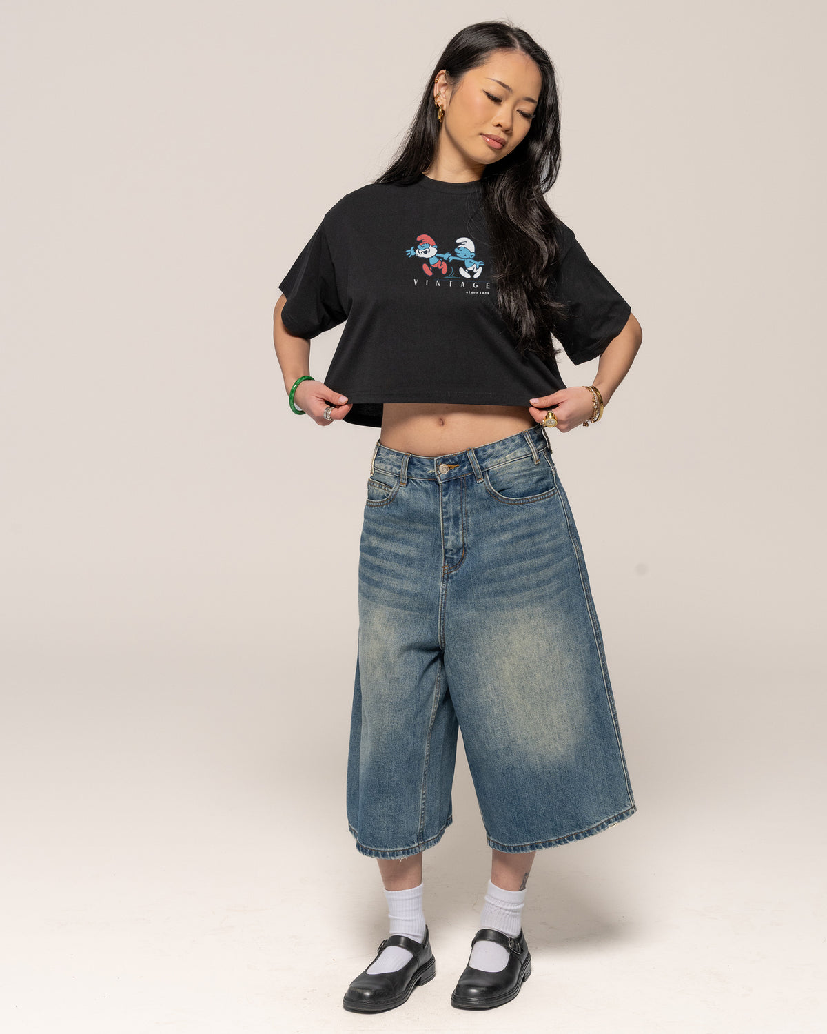 Call Me Papa Black Crop Tee