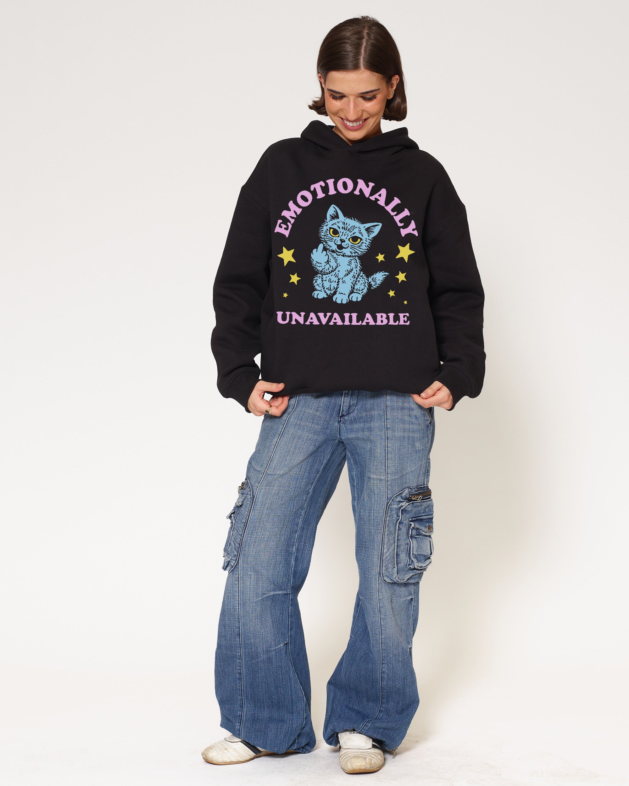 Emotionally Unavailable Cat Black Hoodie