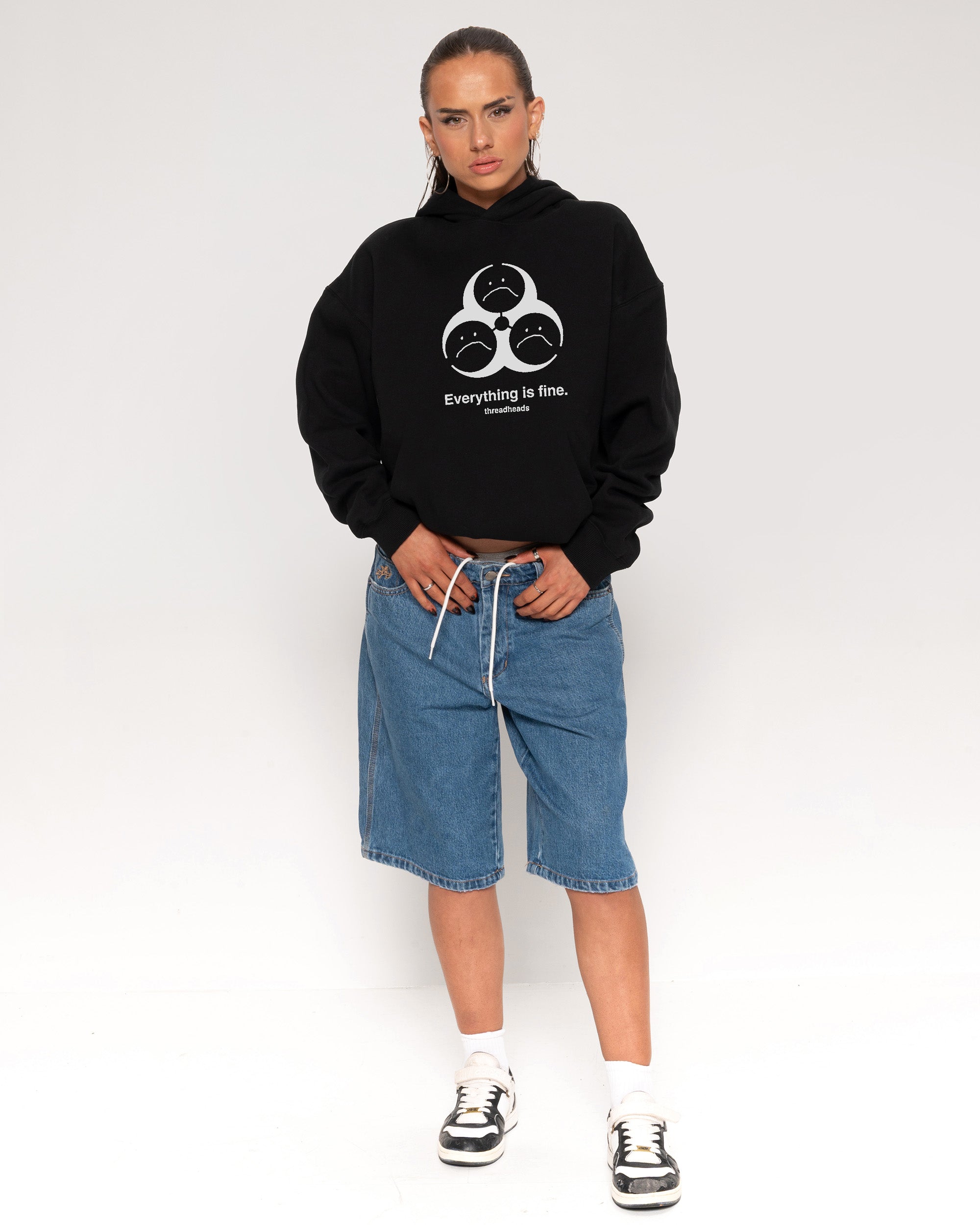 Everything Is Fine Biohazard Black Hoodie