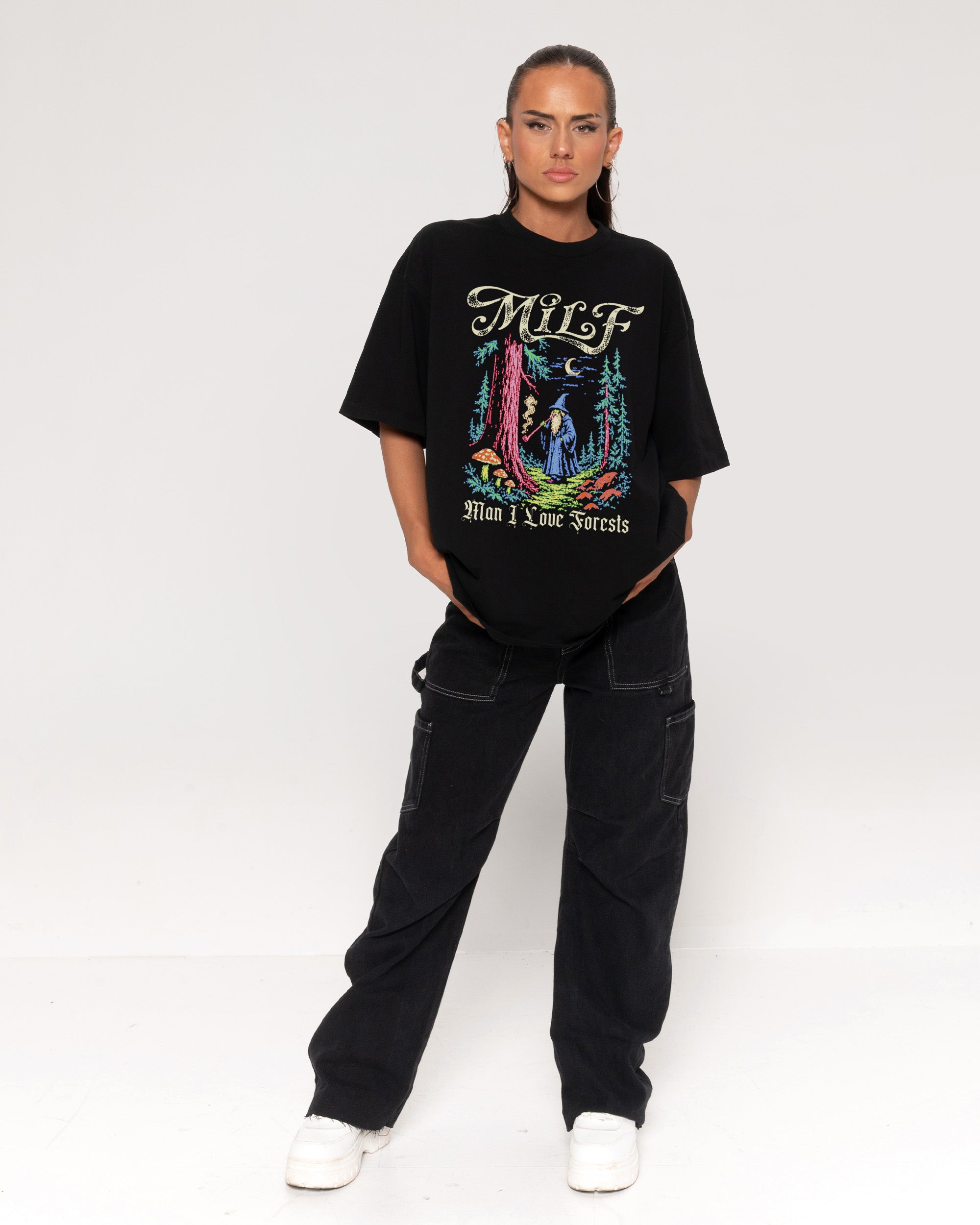 Man I Love Forests Black Oversized Tee