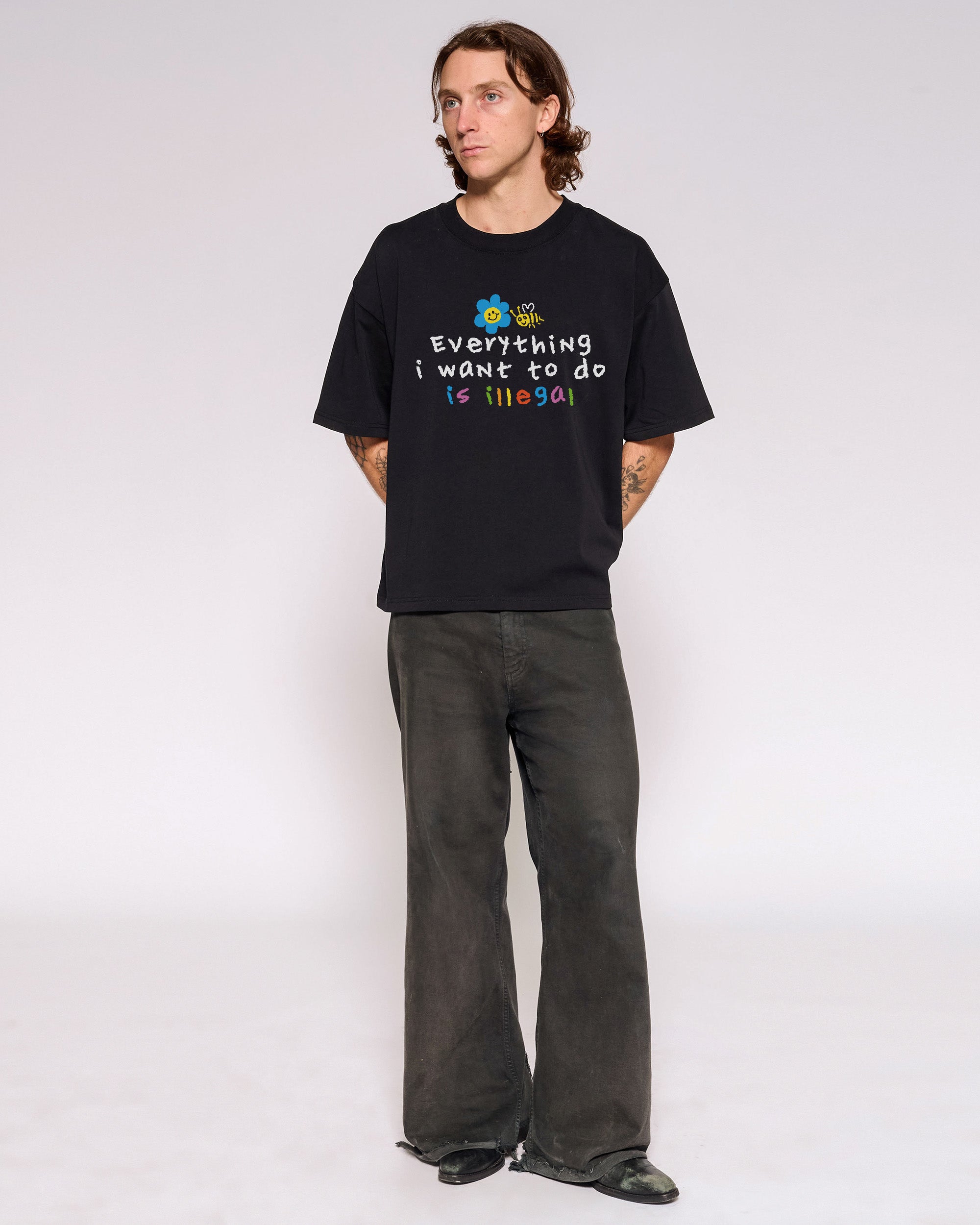 Everything is Illegal Oversized Crop Tee