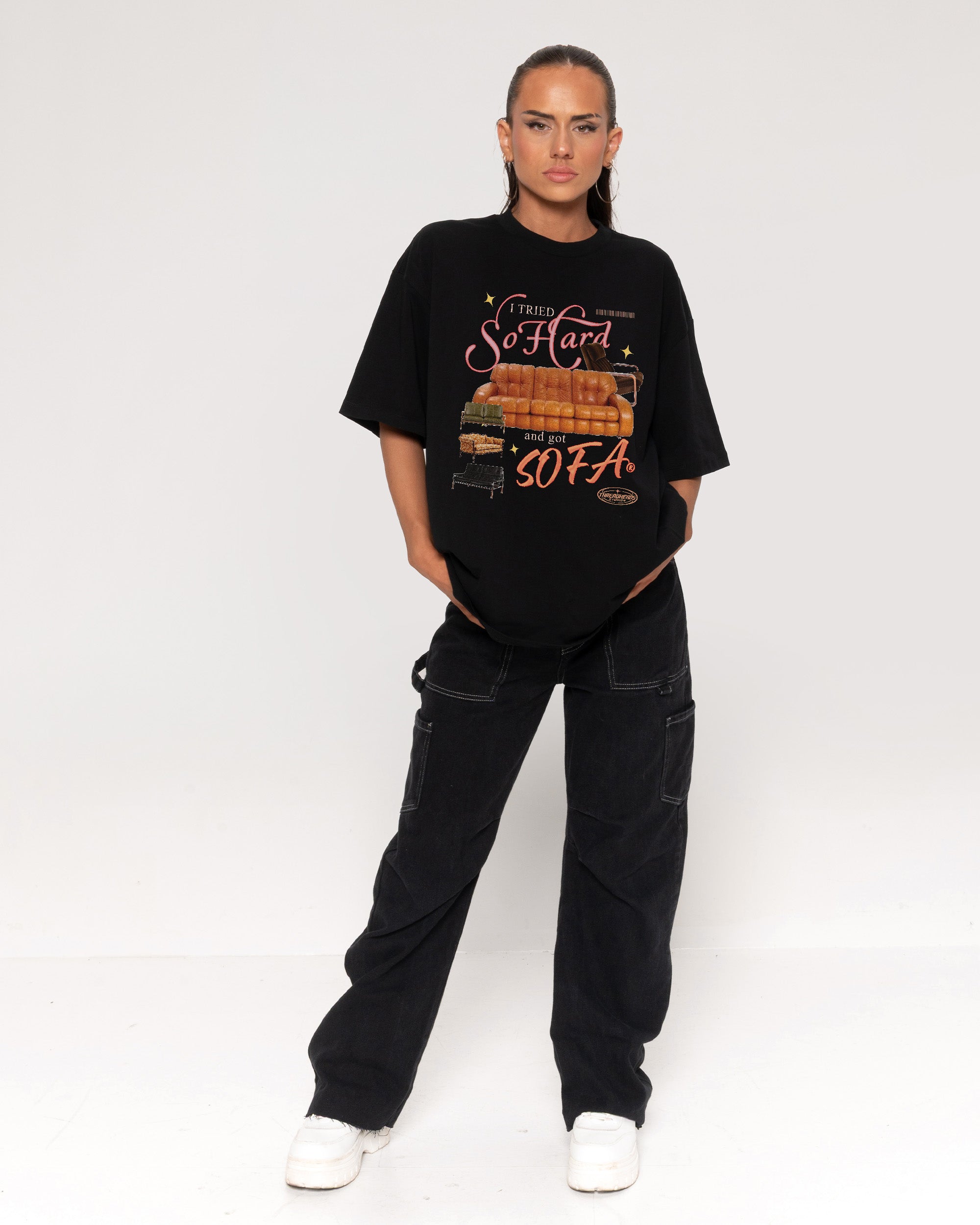 I Tried So Hard and Got Sofa Black Oversized Tee