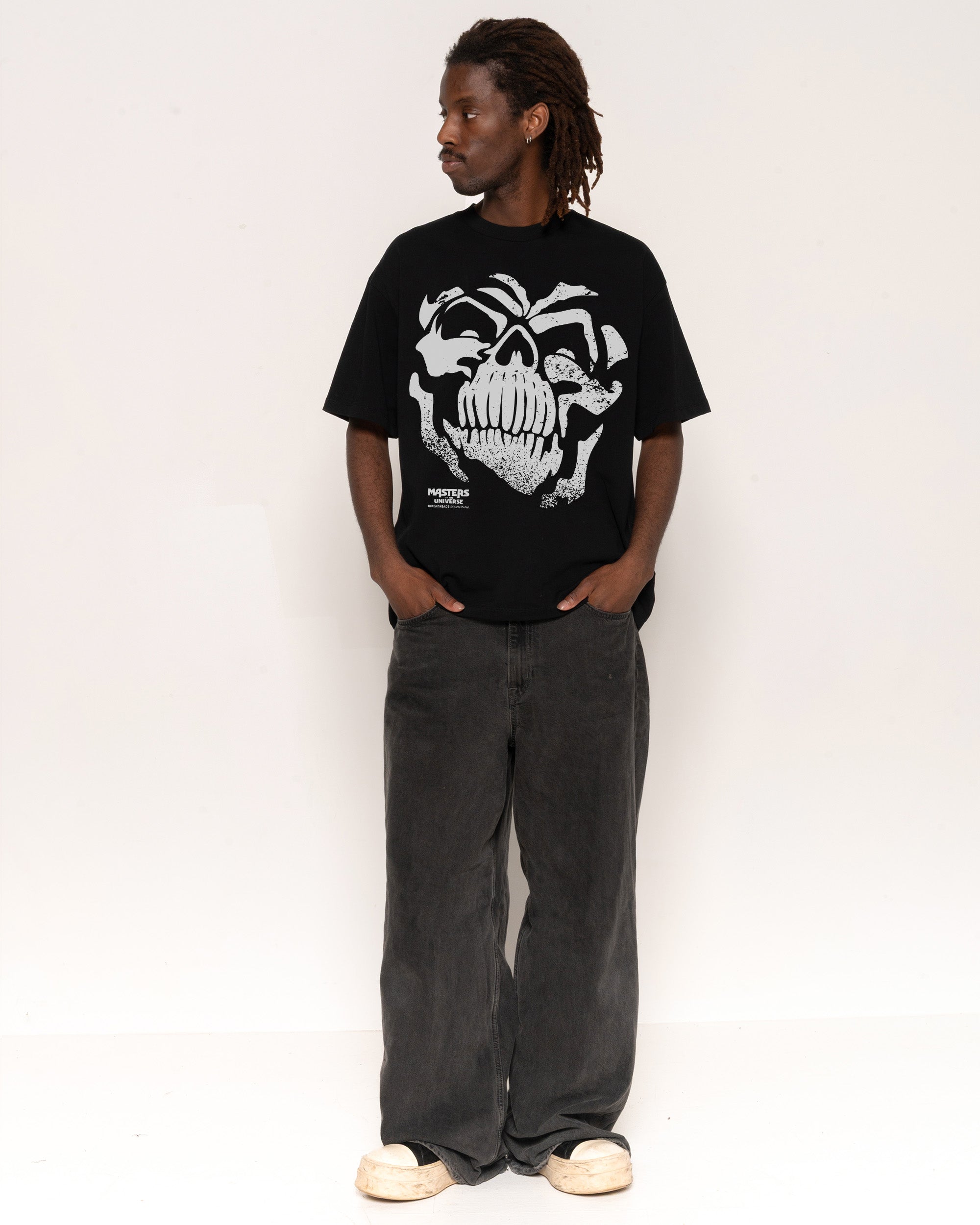 SKULLHONG グラフィティ レイヤードT BK (ft) Skeleton Face Oversized Tee | Threadheads USA