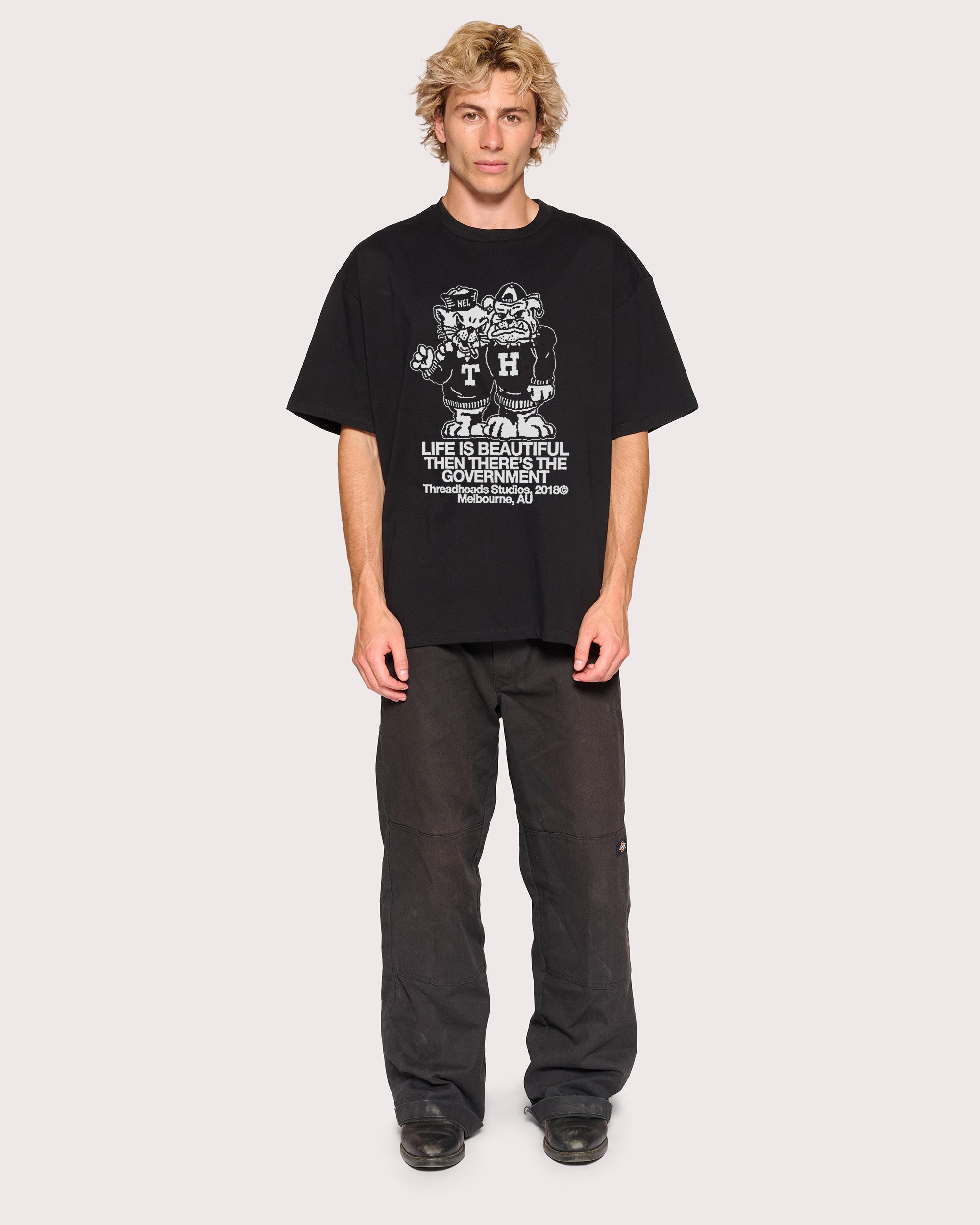 Life is Beautiful Black Oversized Tee