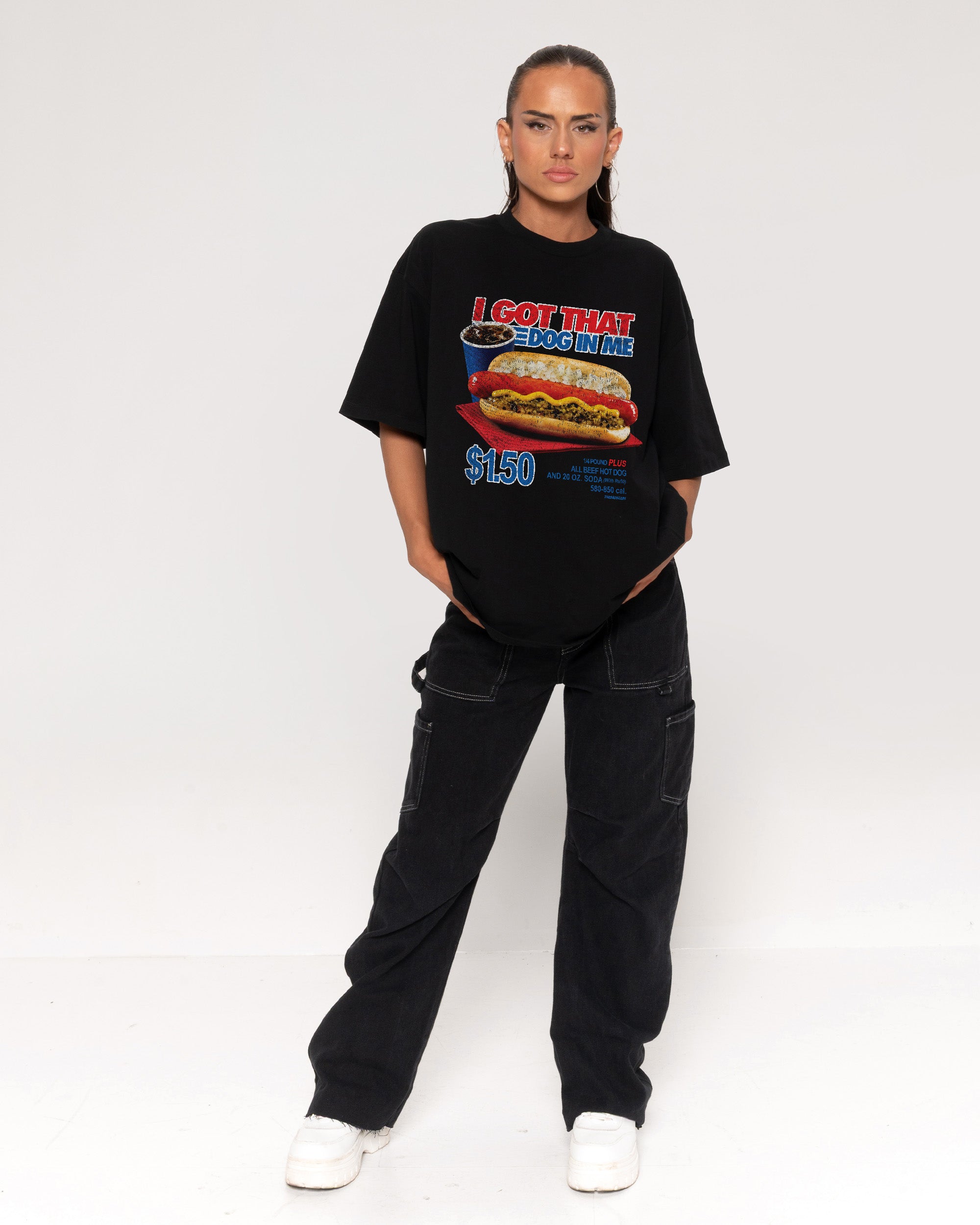I Got That Dog In Me Black Oversized Tee