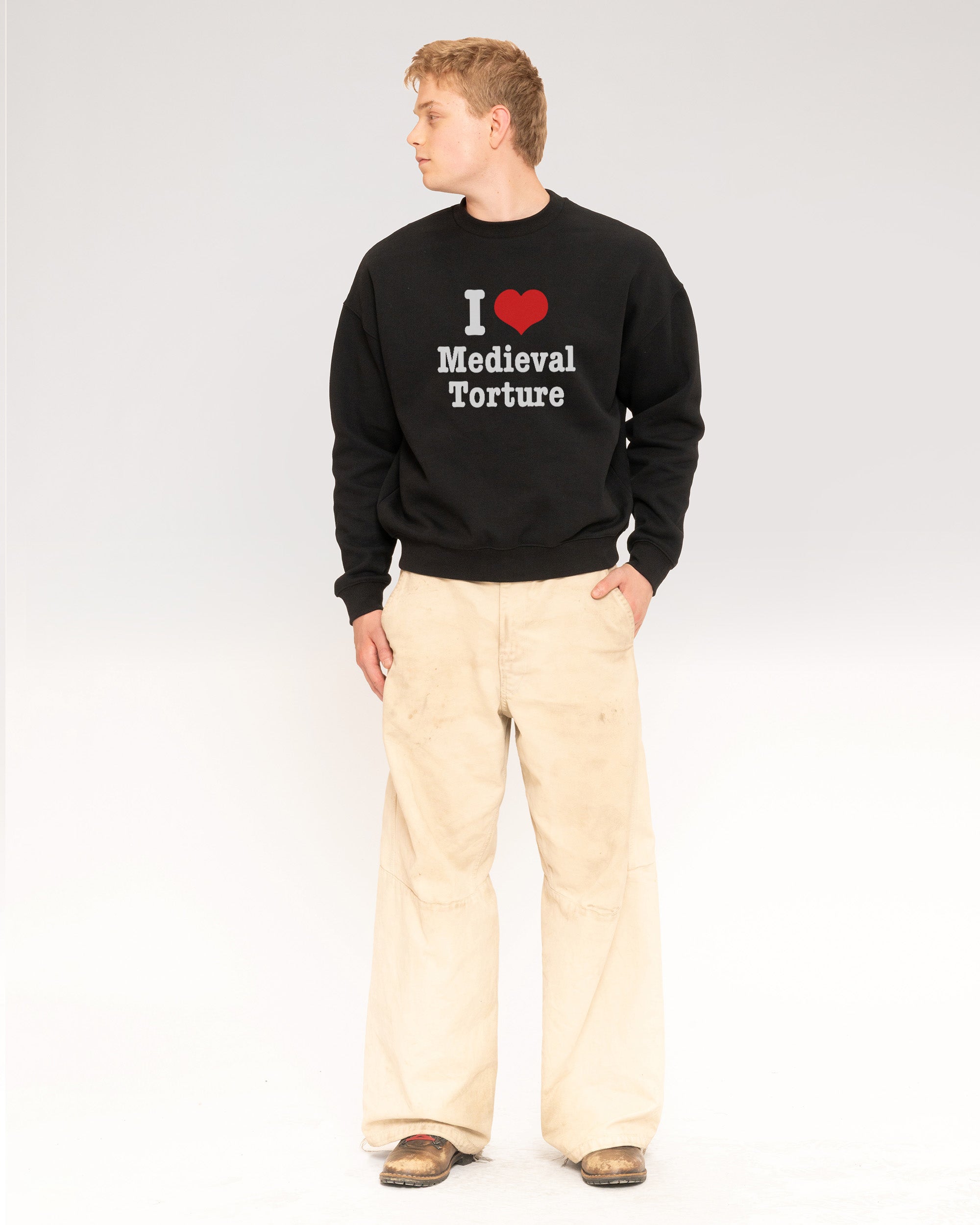 I Love Medieval Torture Black Sweatshirt