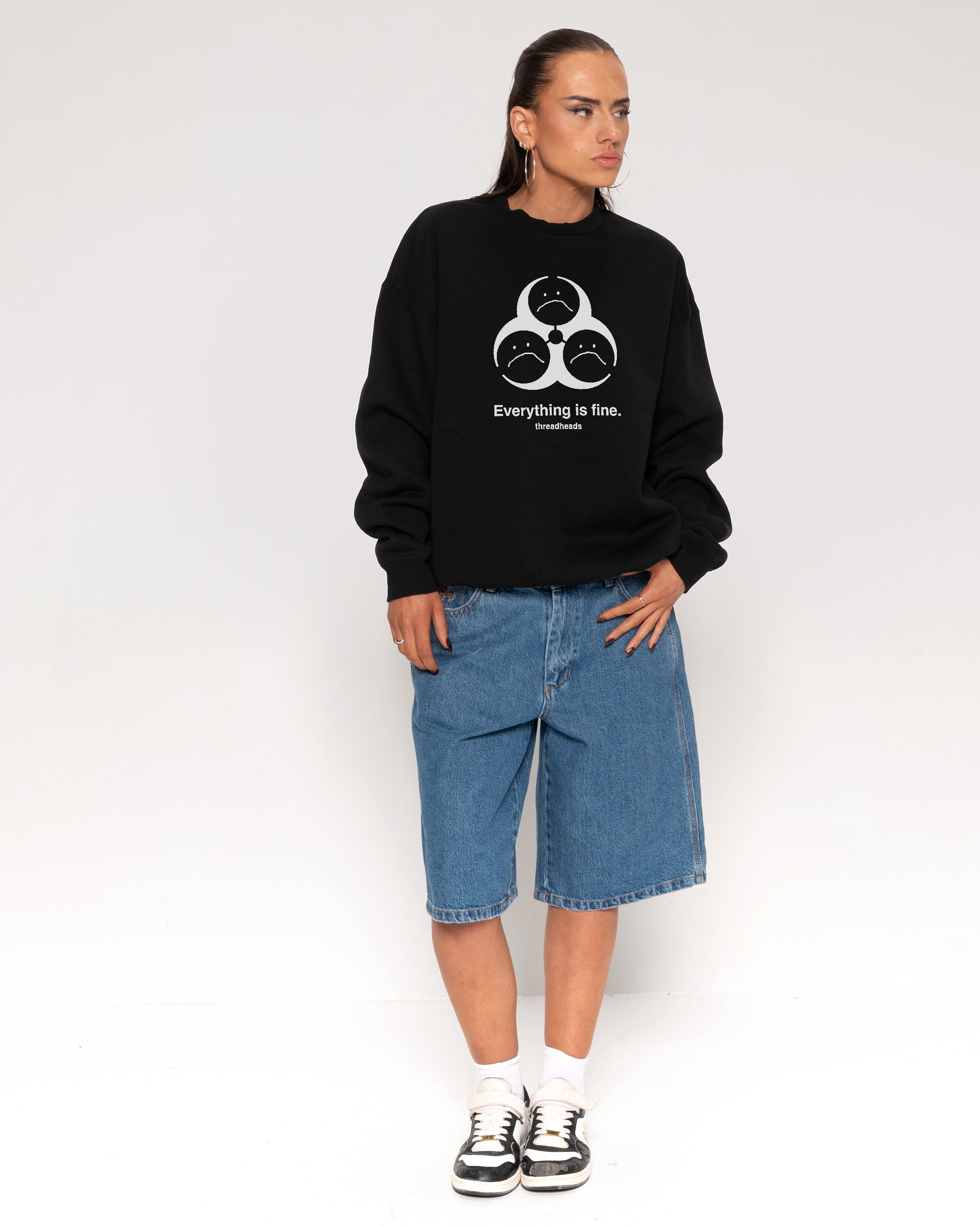 Everything Is Fine Biohazard Black Sweatshirt