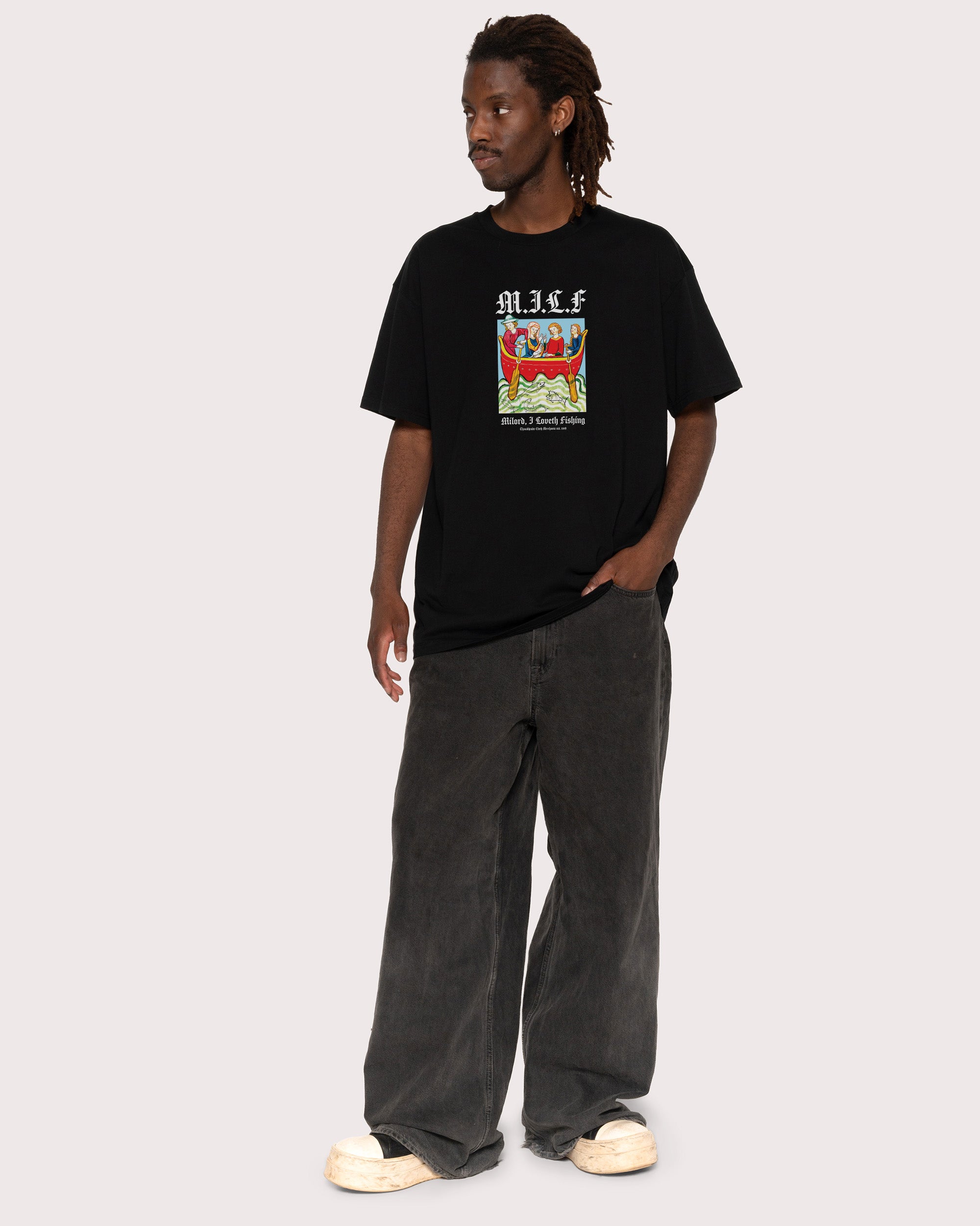 Milord, I Love Fishing Black T-Shirt