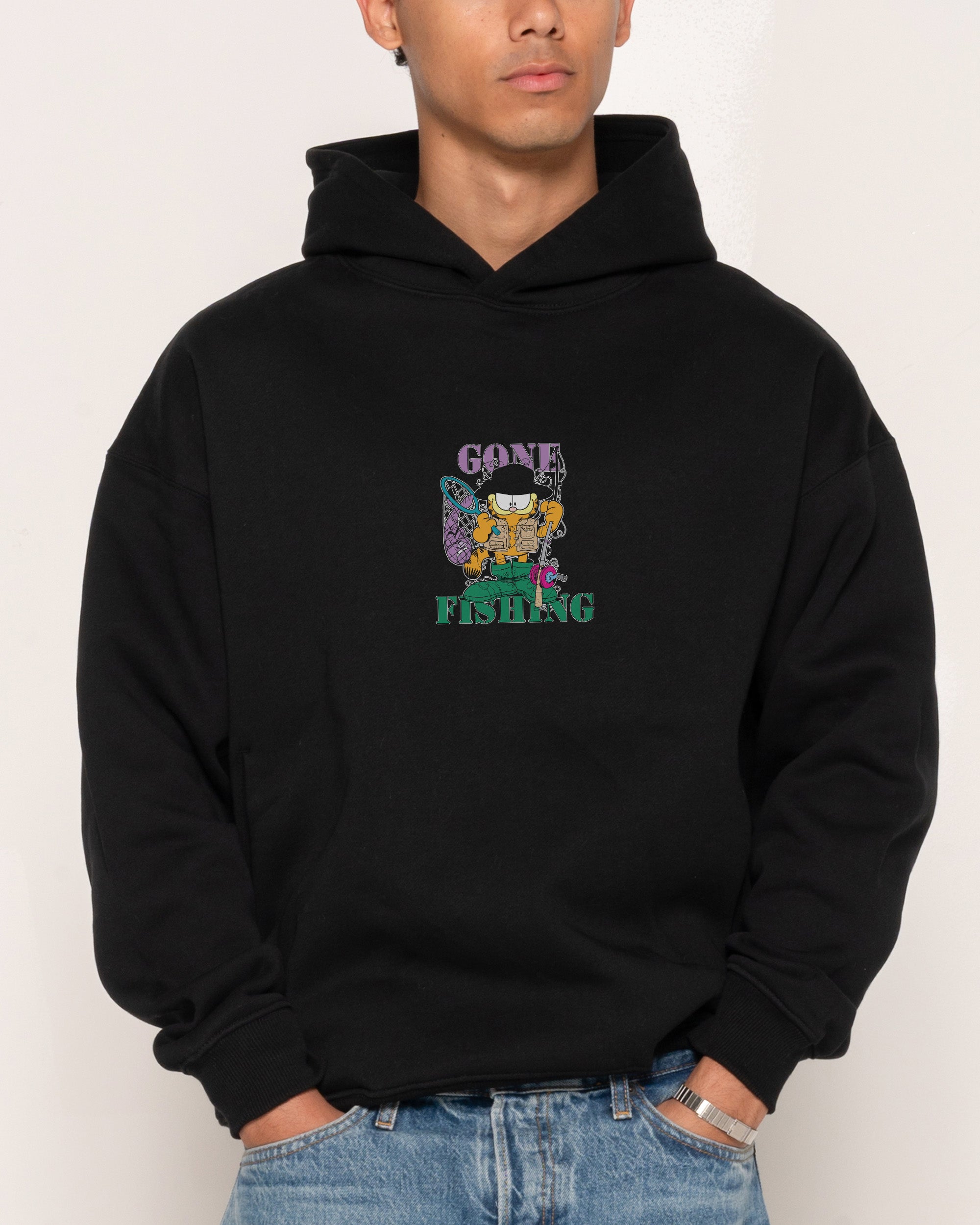 Gone Fishing Black Hoodie