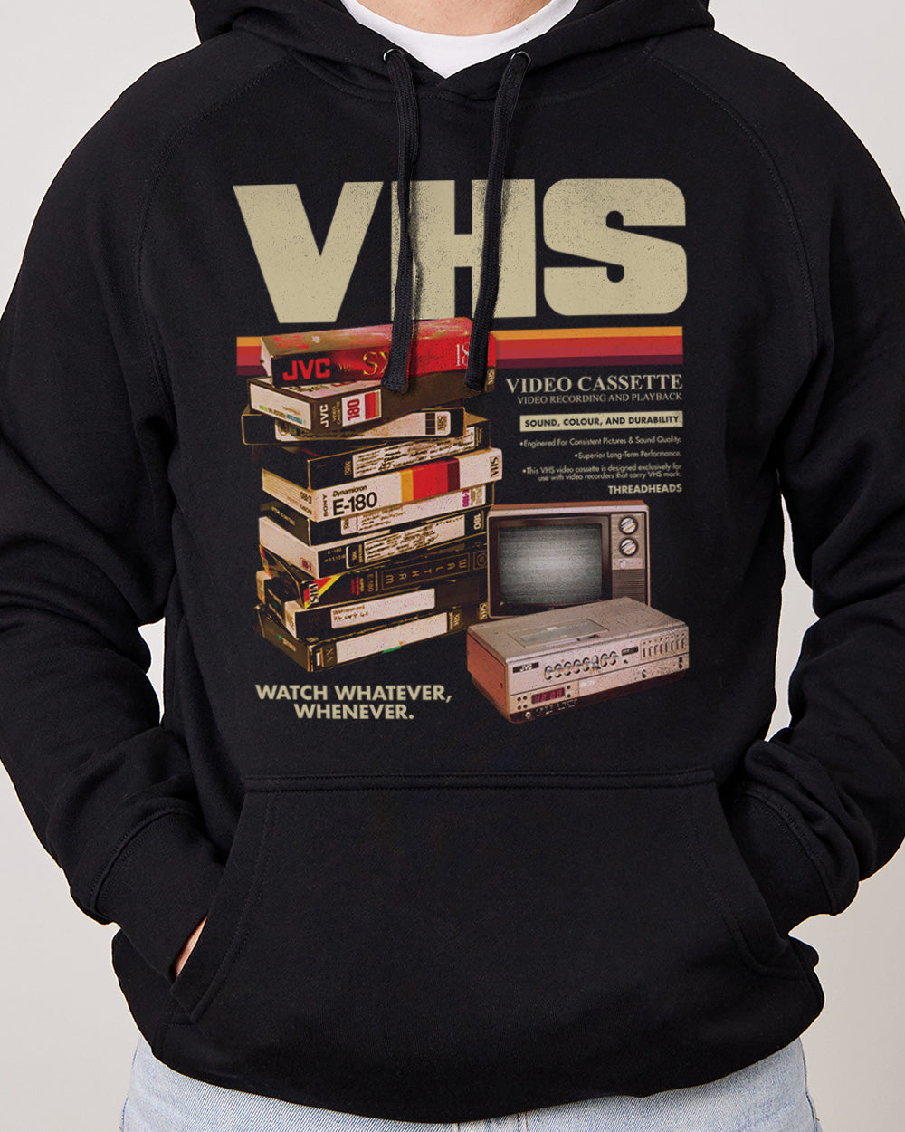 Vintage VHS Tapes Hoodie Australia Online Black