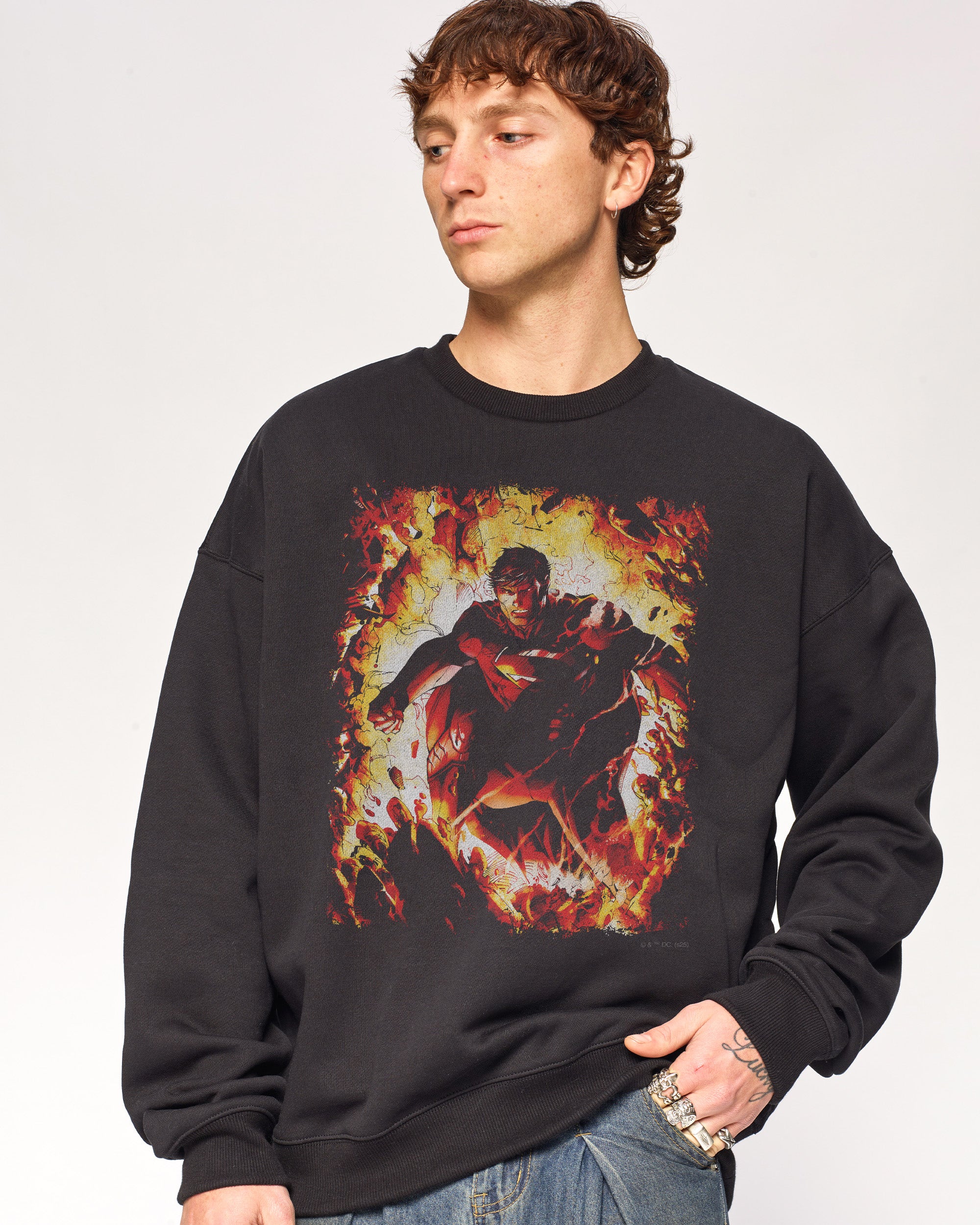 Superman Flaming Sweatshirt Threadheads Australia Online