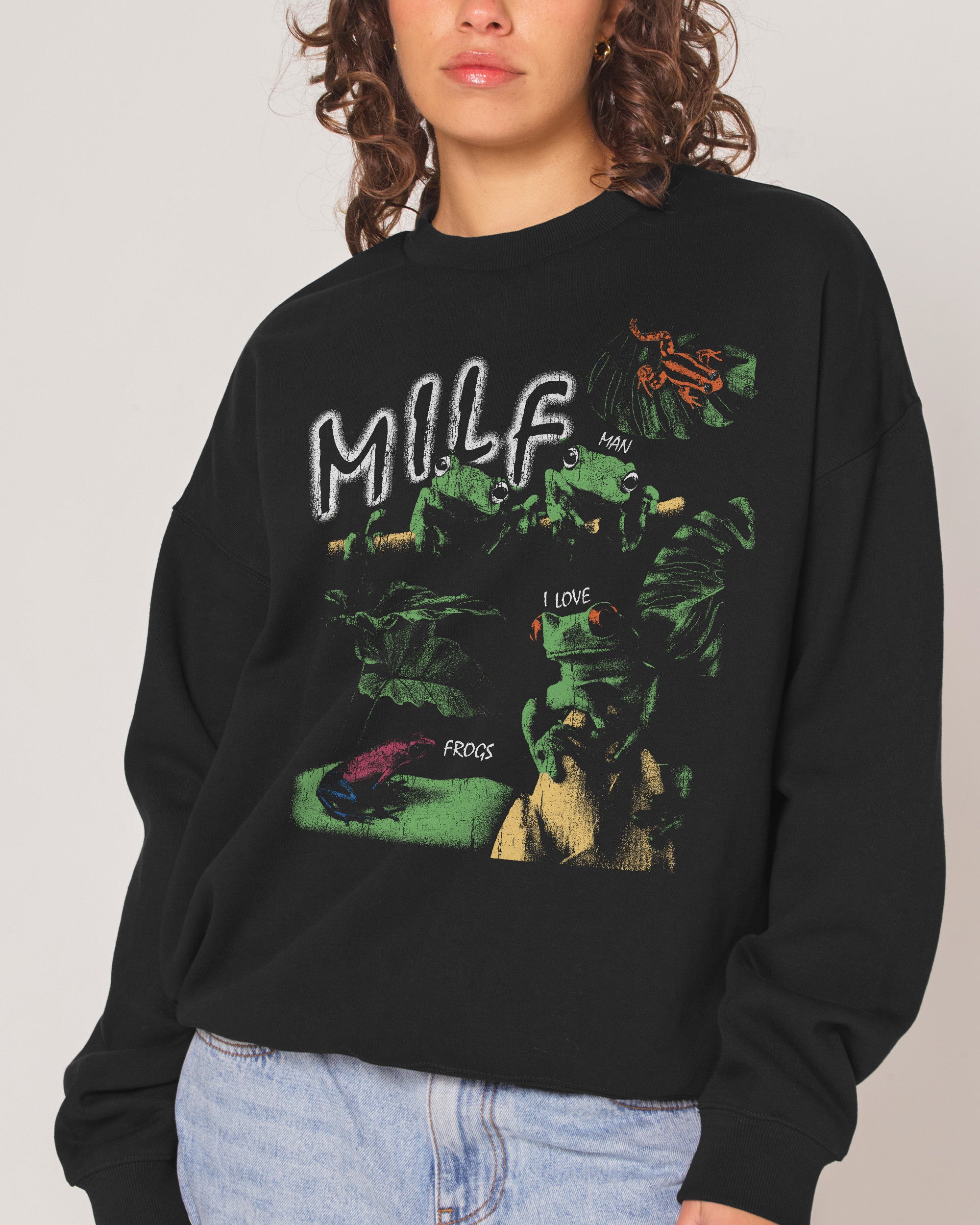 Man I Love Frogs Jungle Edition Black Sweatshirt