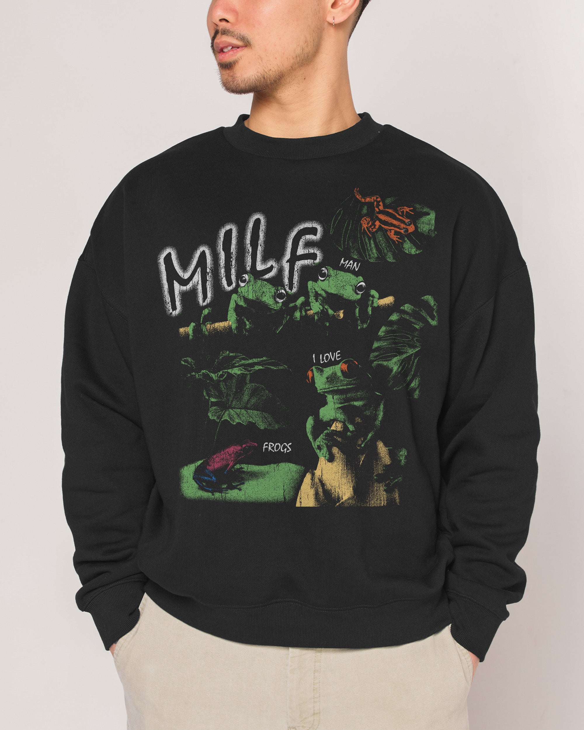 Man I Love Frogs Jungle Edition Black Sweatshirt