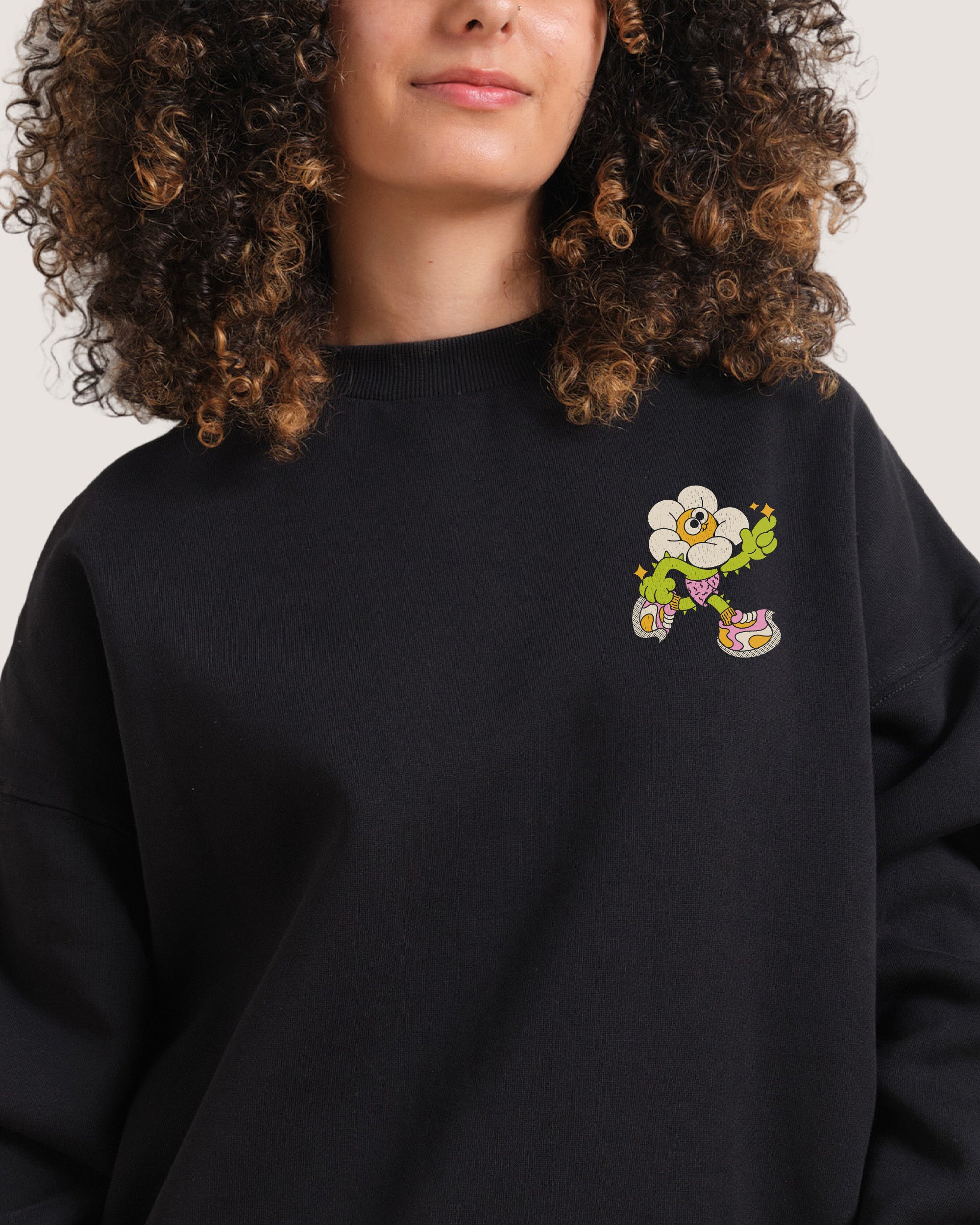 Among the Daisies Black Sweatshirt