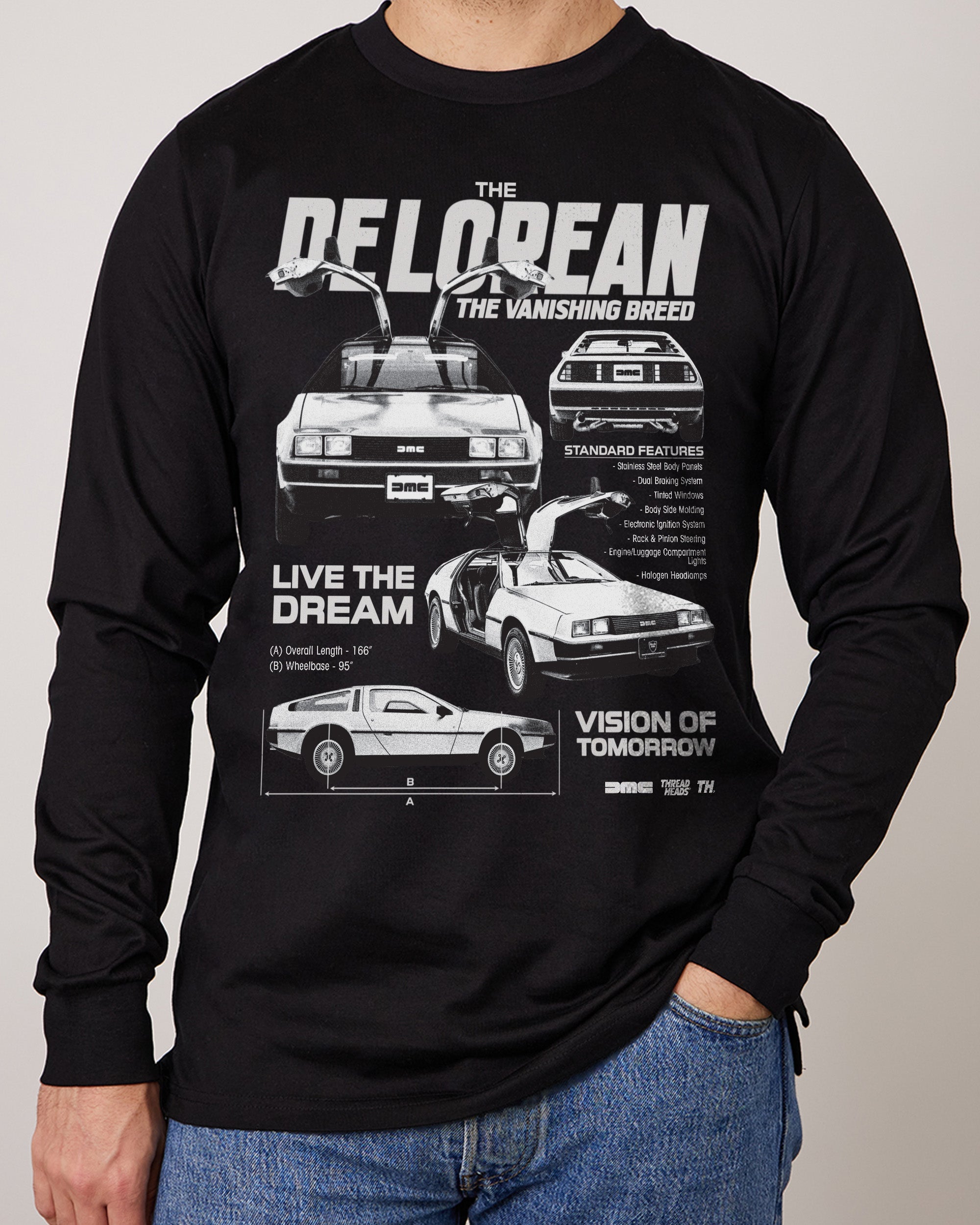 DeLorean Blueprint Long Sleeve Australia Online Black