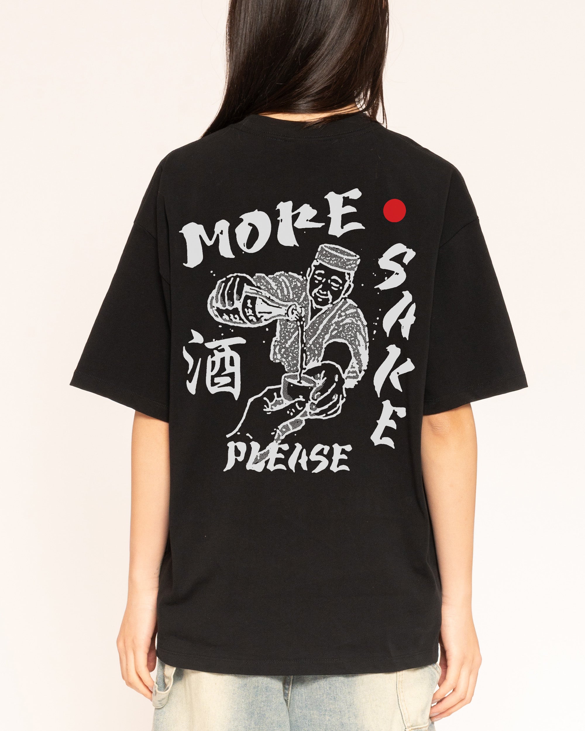 More Sake Please Black Oversized Tee
