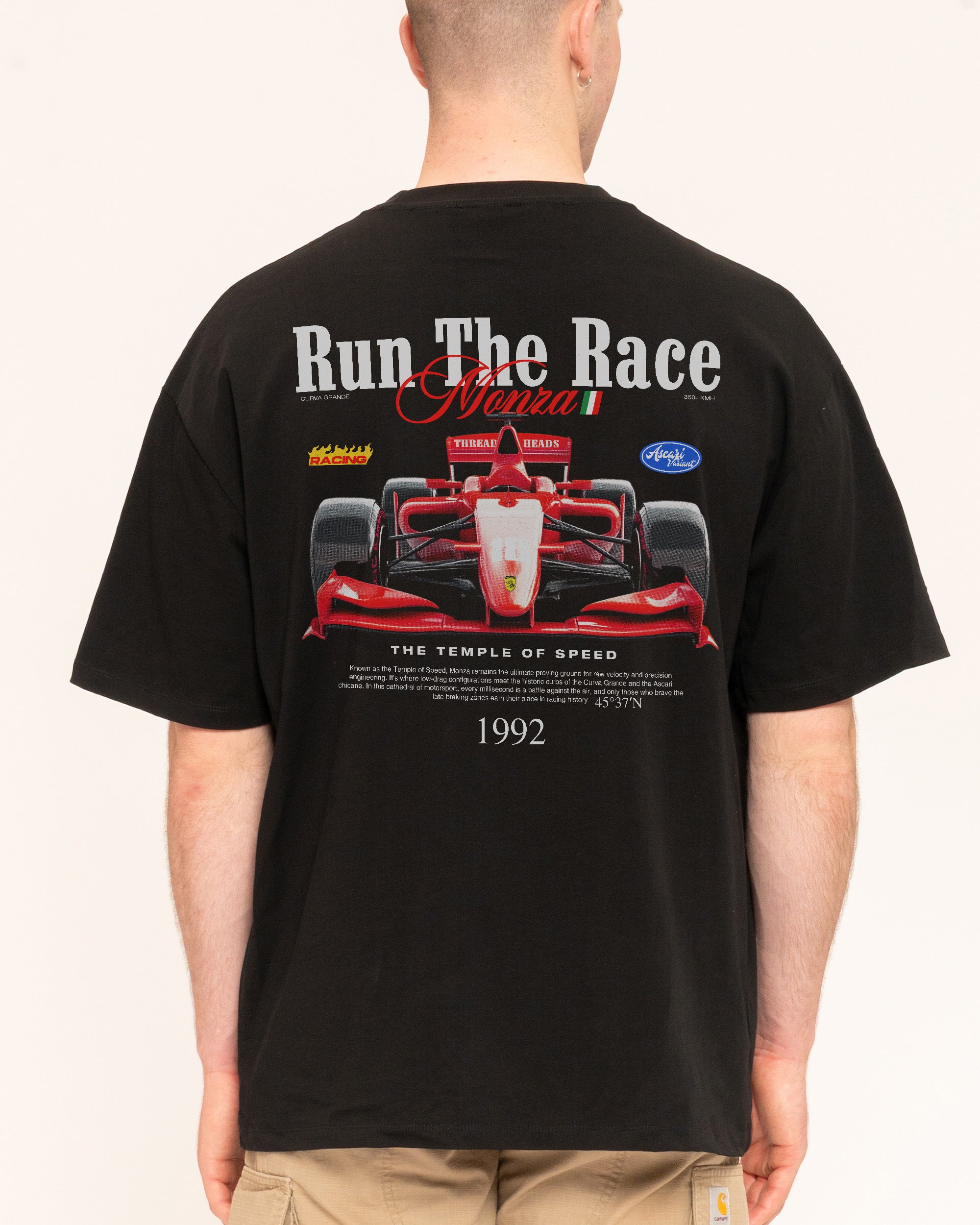 Run the Race Black Oversized Tee