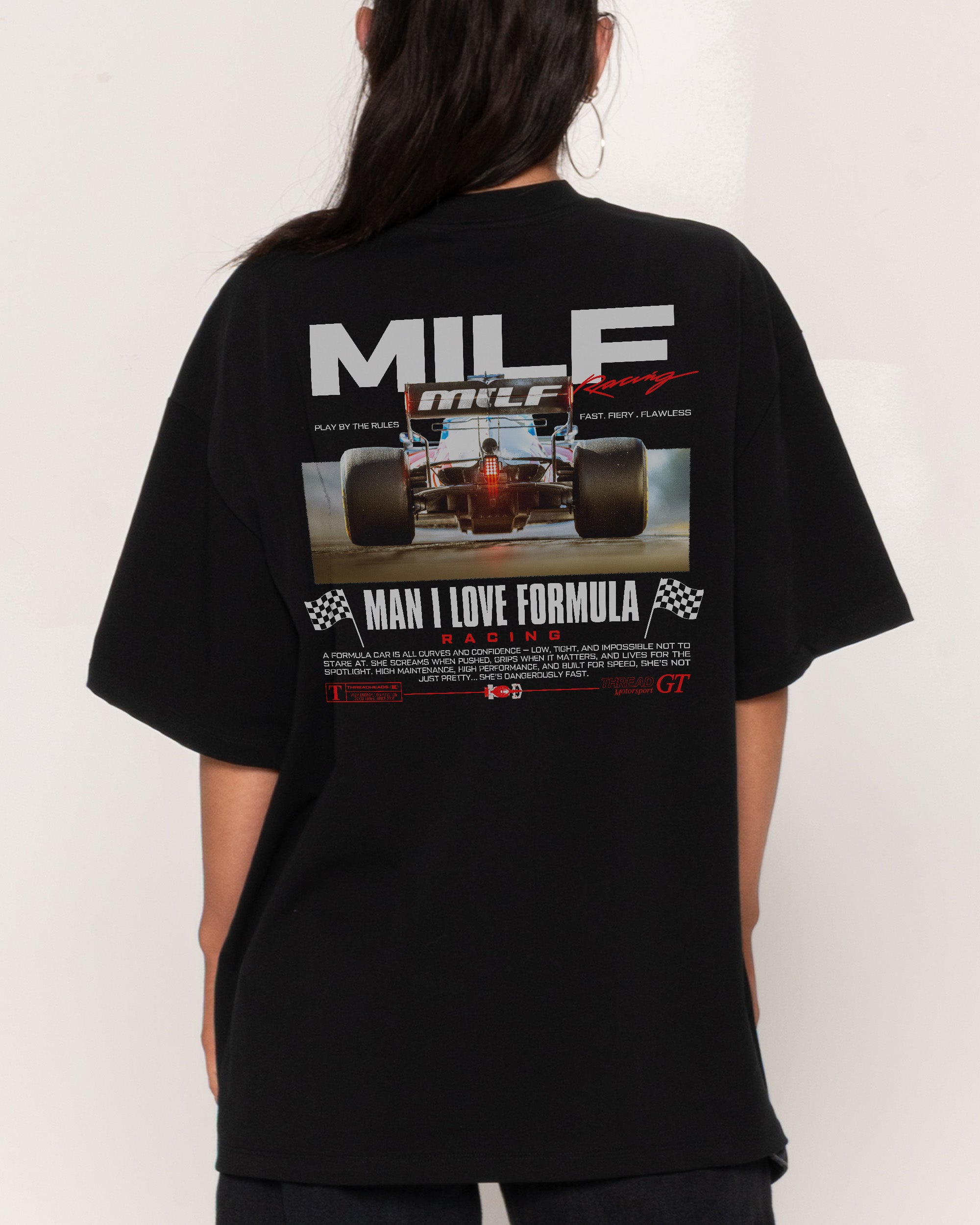 MILF Racing Black Oversized Tee