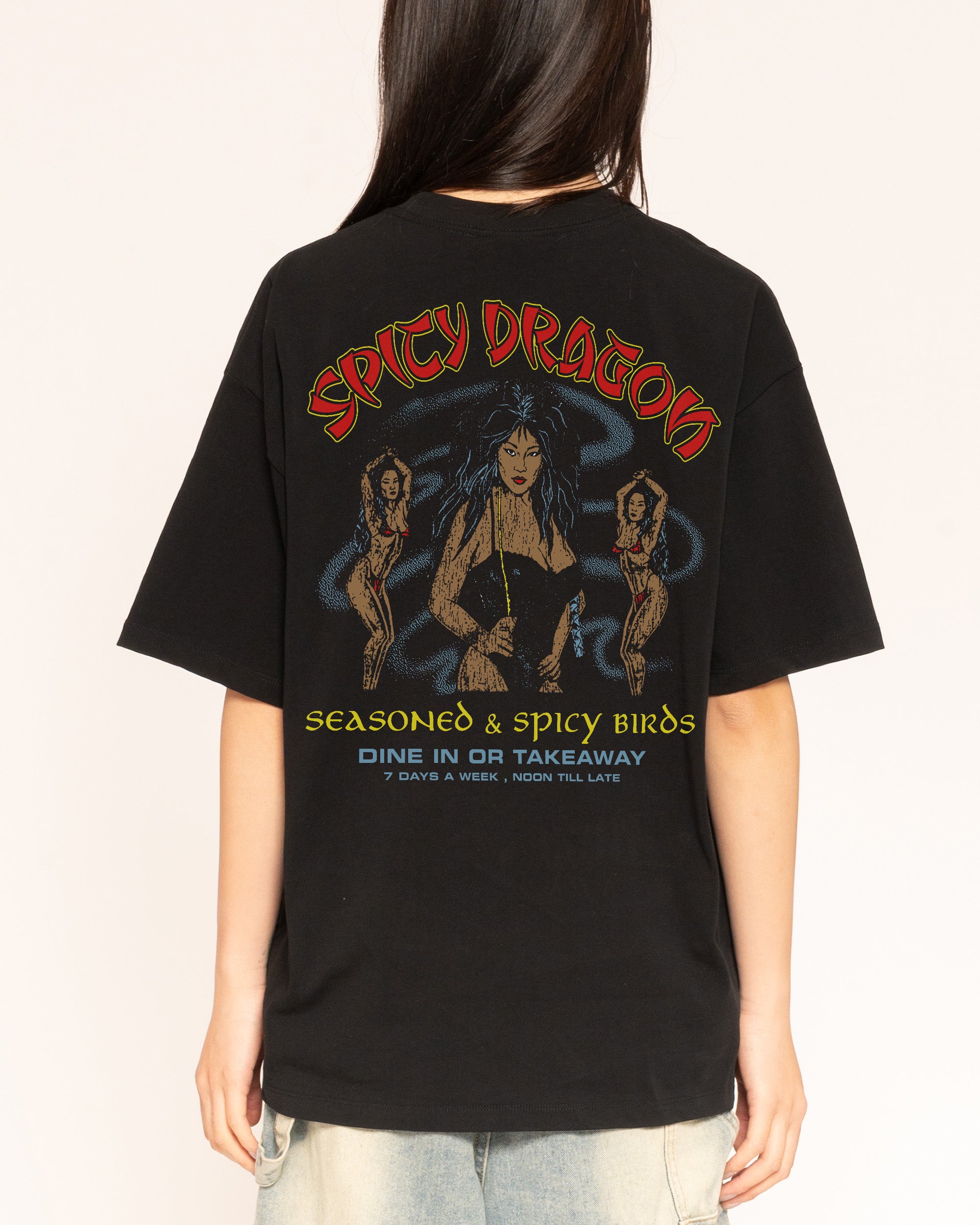 Spicy Dragon Black Oversized Tee