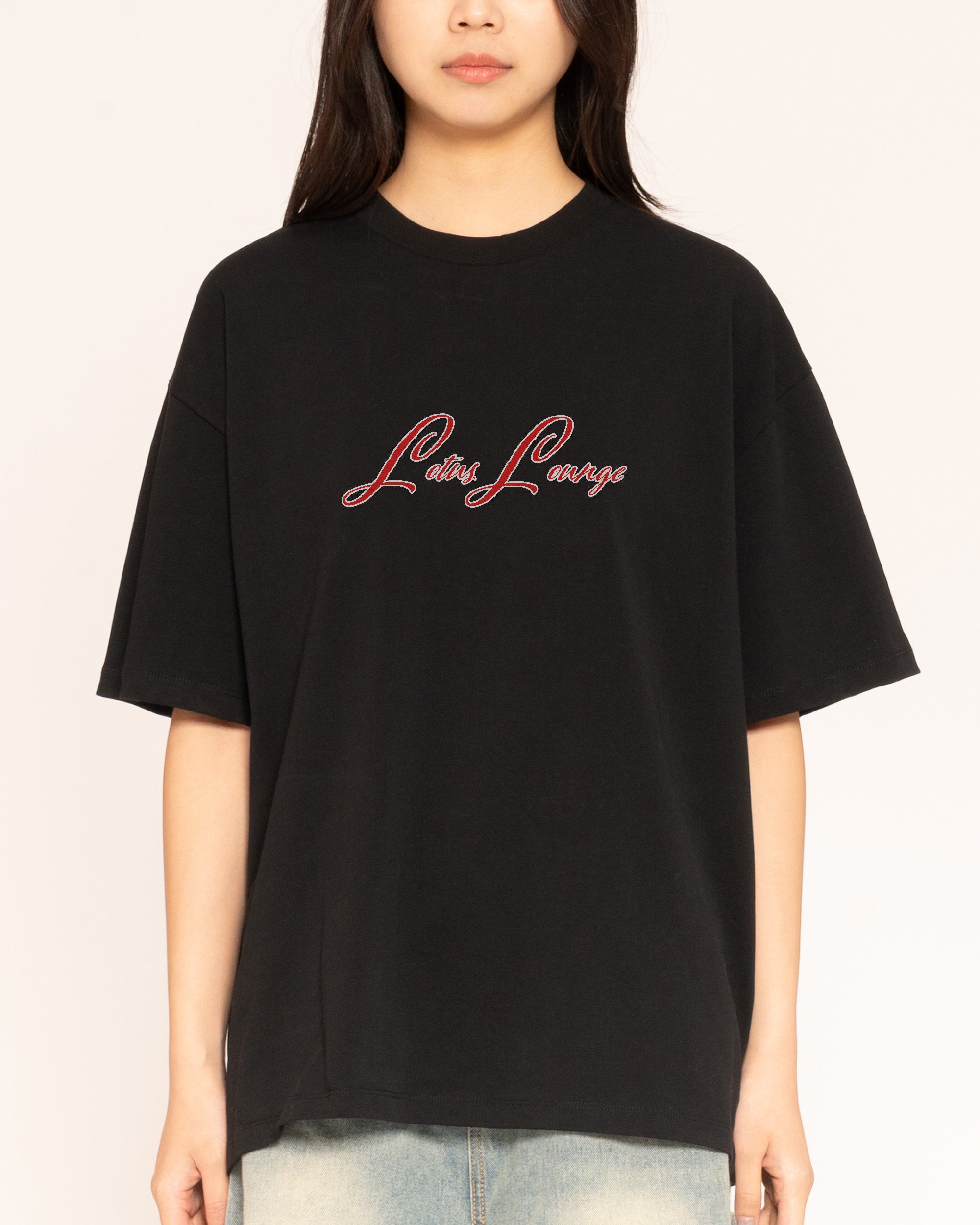 Lotus Lounge Black Oversized Tee