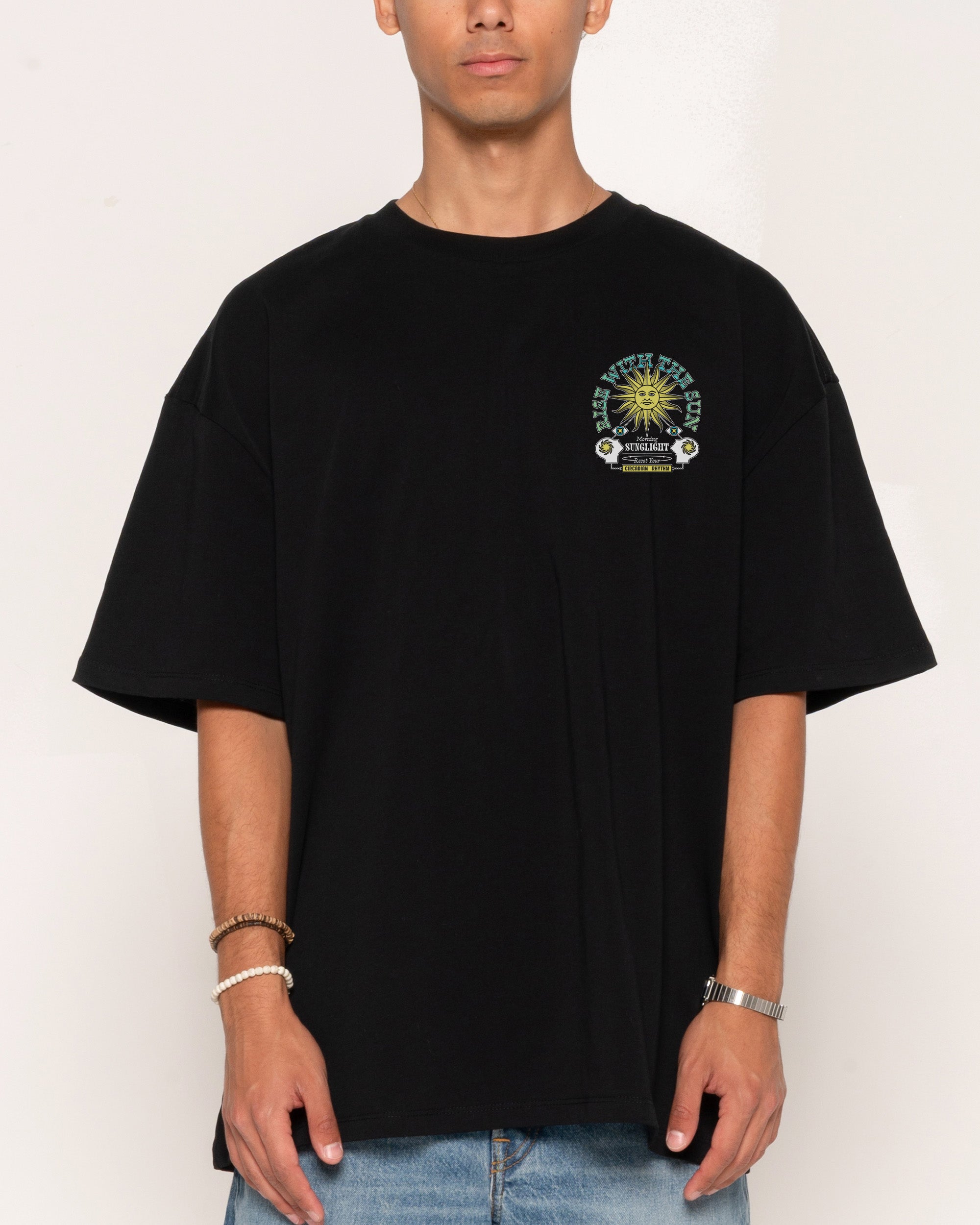 Rise With The Sun Black Oversized Tee