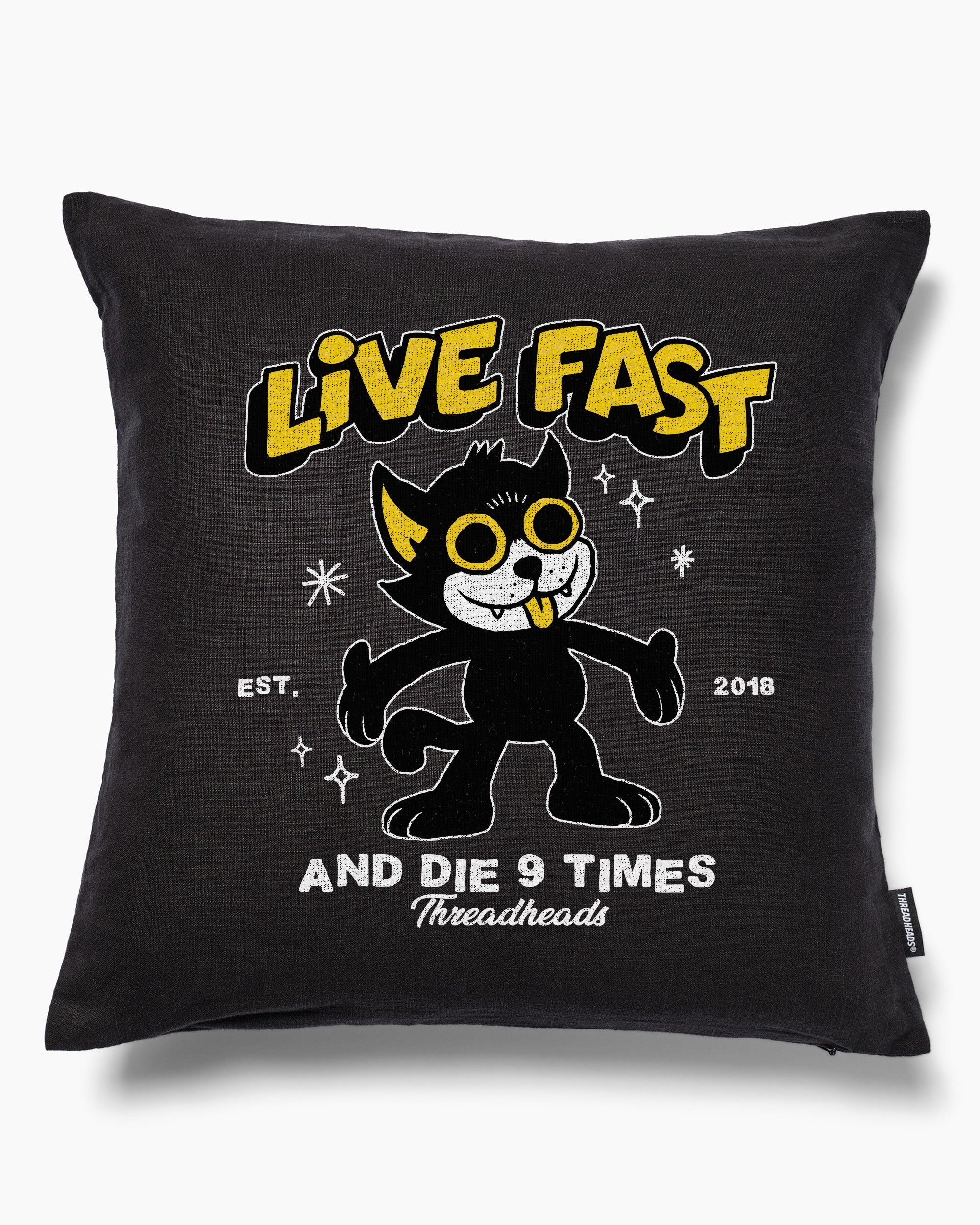 Live Fast and Die Nine Times Cushion Australia Online Black