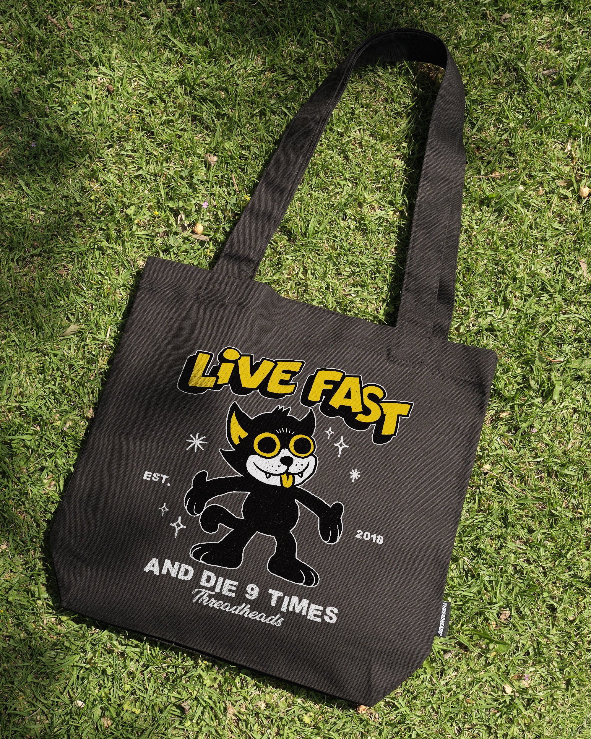 Live Fast and Die Nine Times Tote Bag Australia Online Black