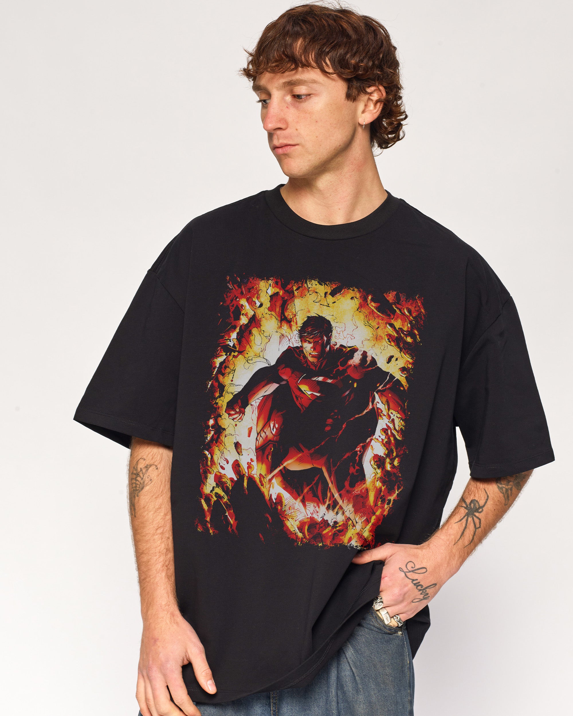 Superman Flaming Oversized Tee Threadheads Australia Online