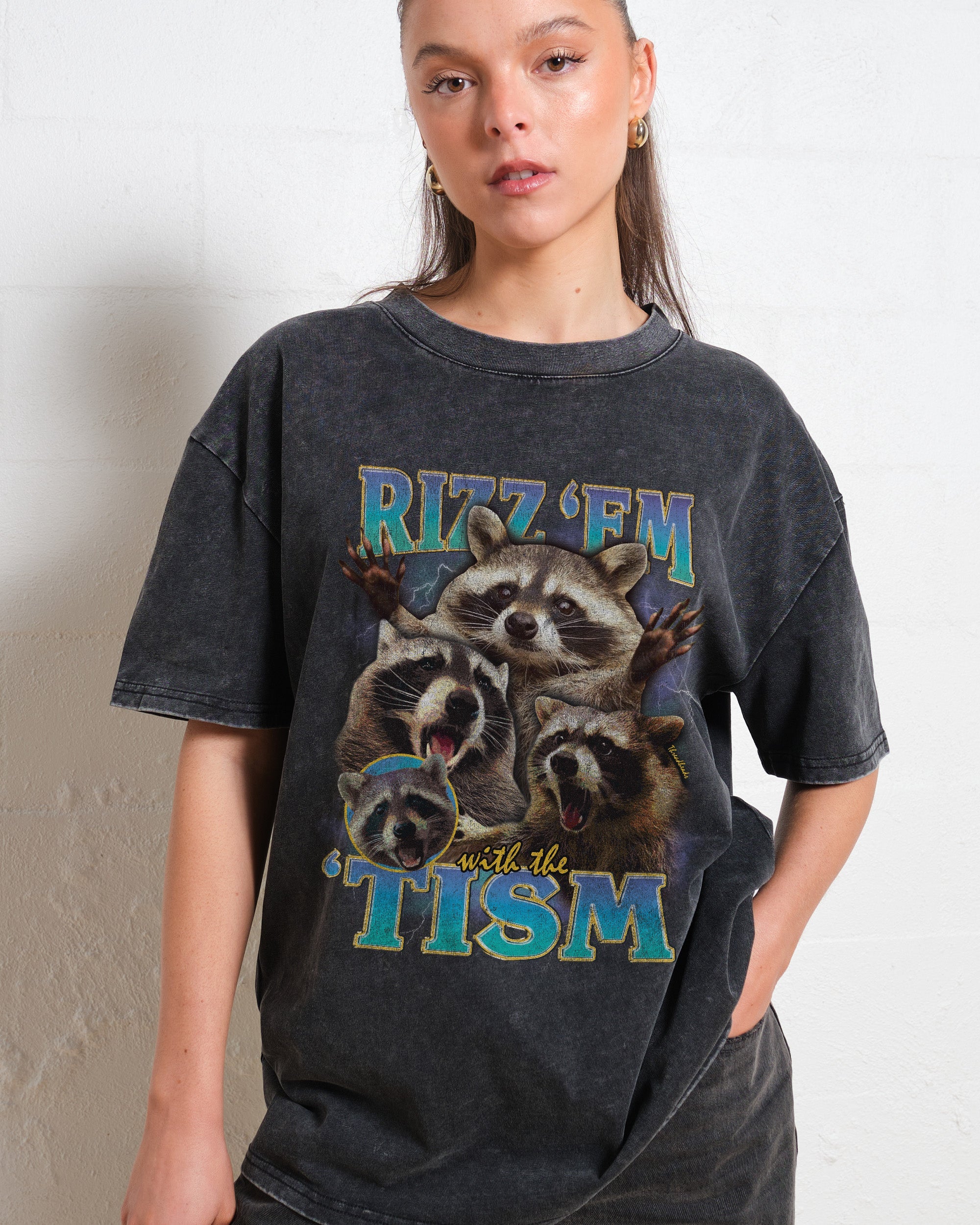 Rizz 'Em With the 'Tism Oversized Tee | Vintage Heavy Oversized Tee UK