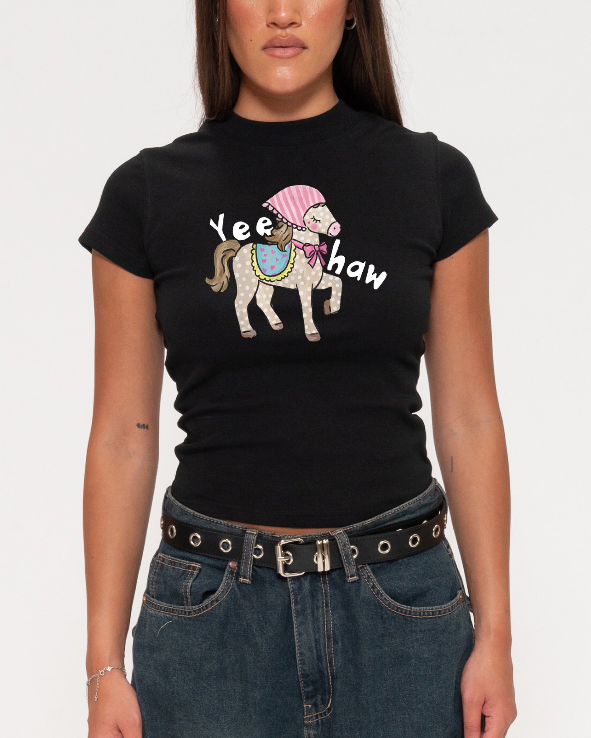 Yeehaw Black Longline Baby Tee
