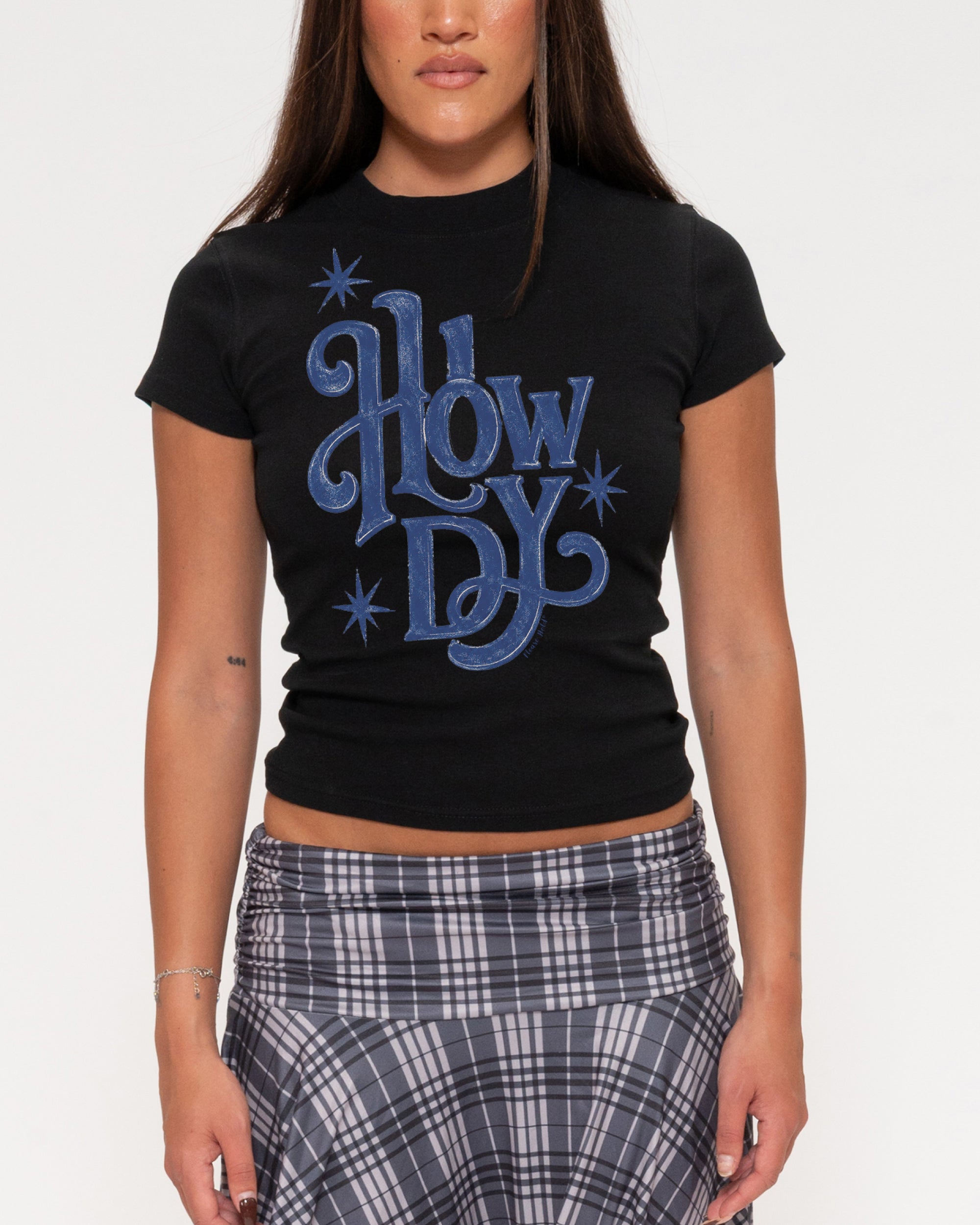 Howdy Black Longline Baby Tee