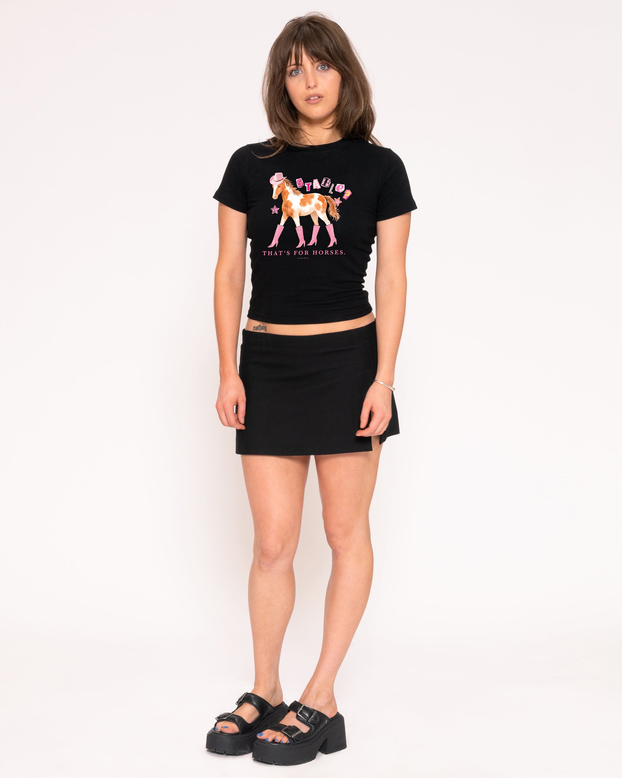 Stable? That's For Horses Black Longline Baby Tee
