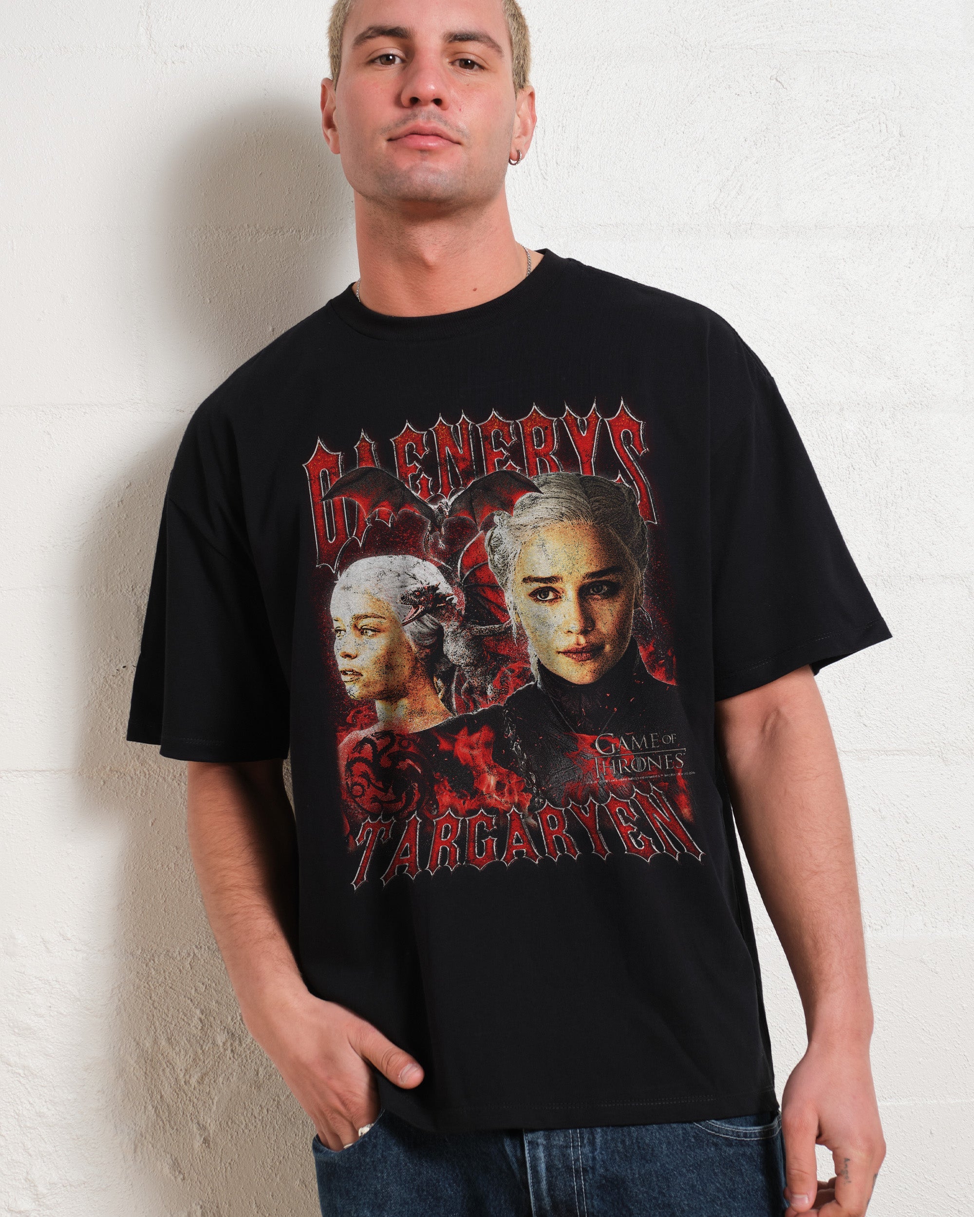 Vintage Daenerys Targaryen Oversized Tee Australia Online Black