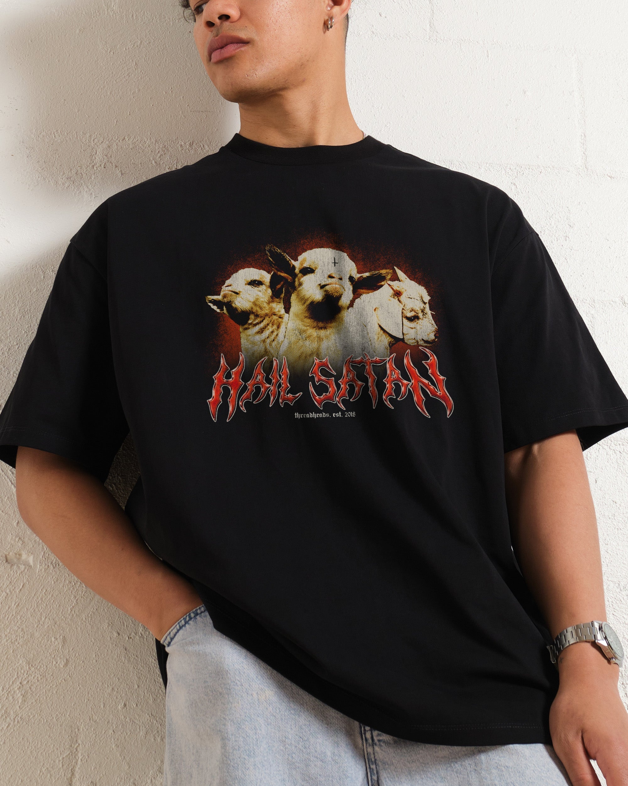 Hail Satan Oversized Tee Australia Online Black