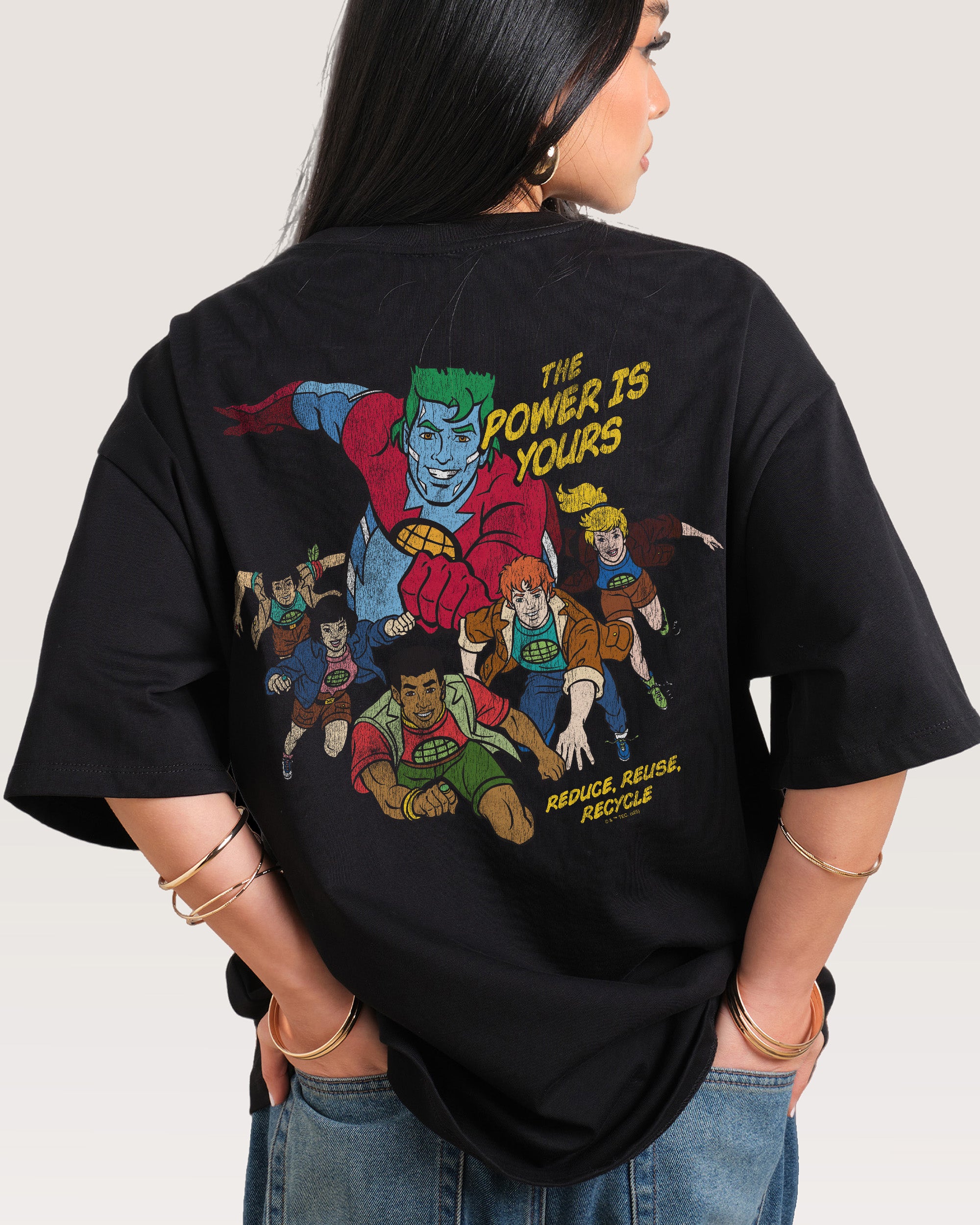 The Power Is Yours Black Oversized Tee