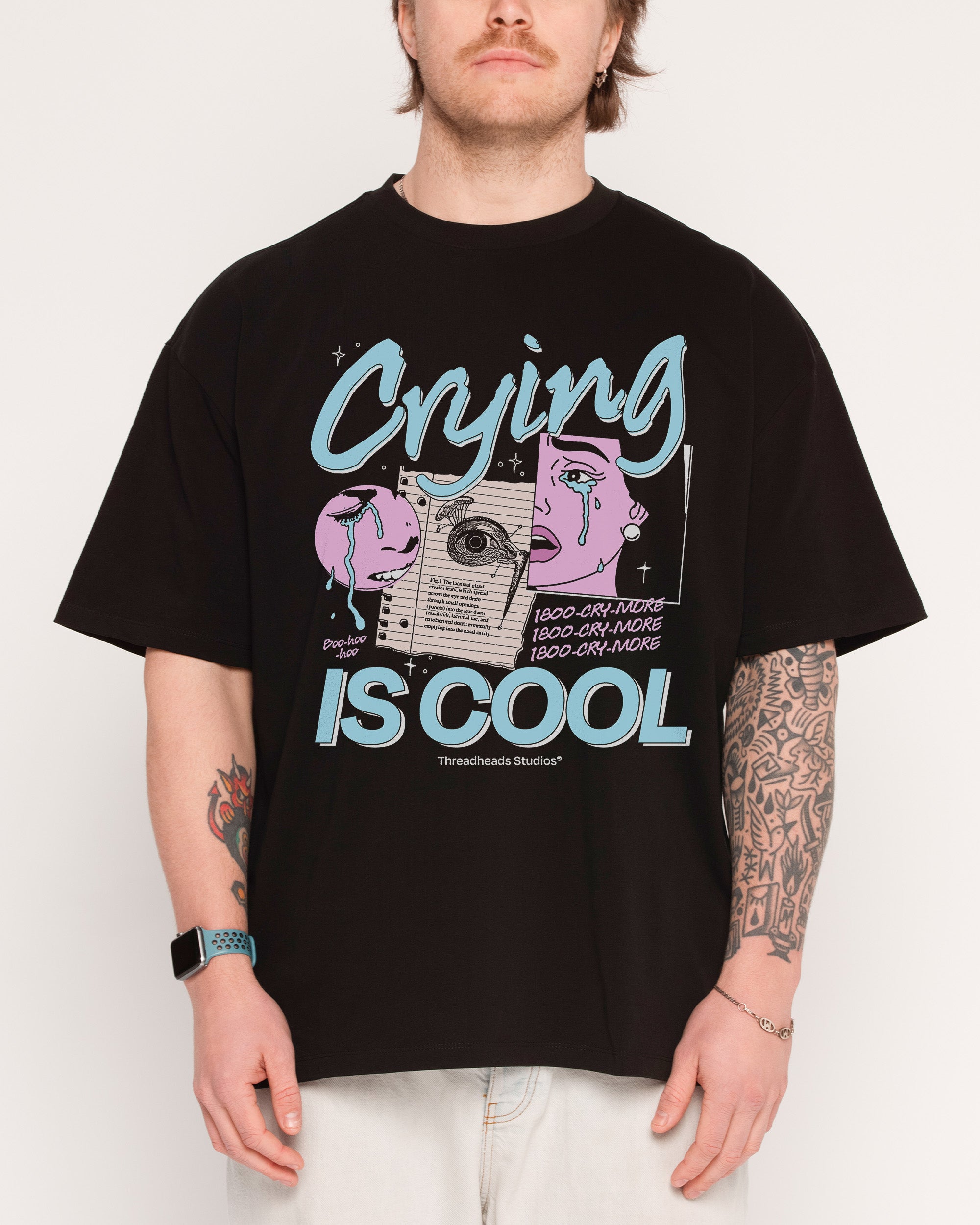 Crying is Cool Black Oversized Tee