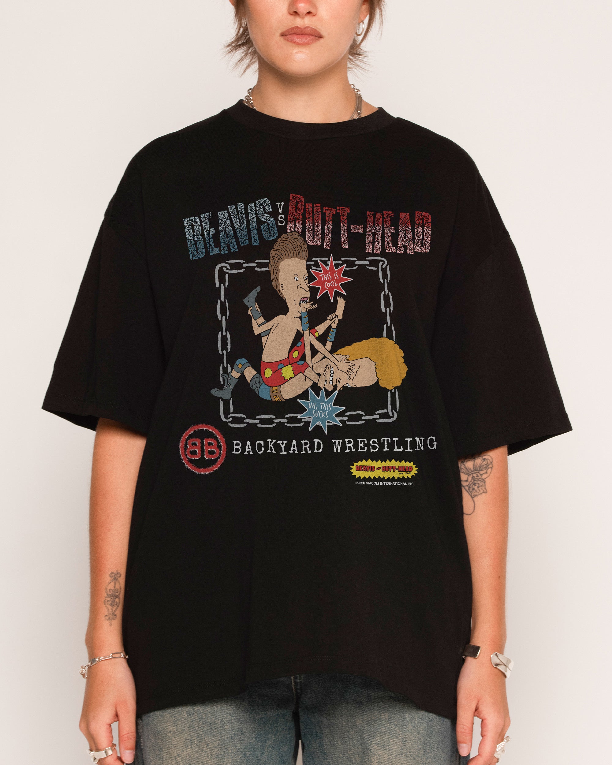 Backyard Wrestling Black Oversized Tee