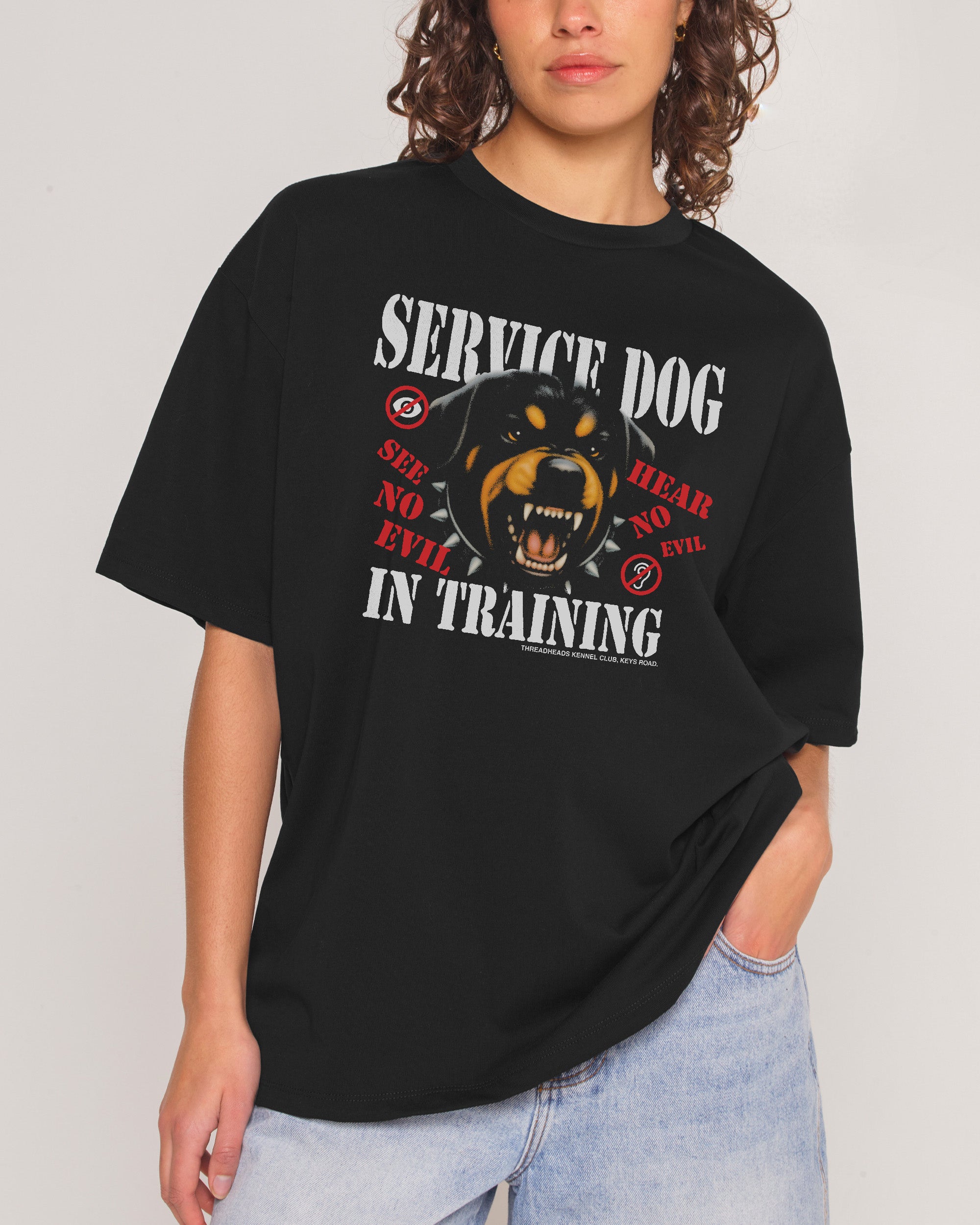 Service Dog Black Oversized Tee