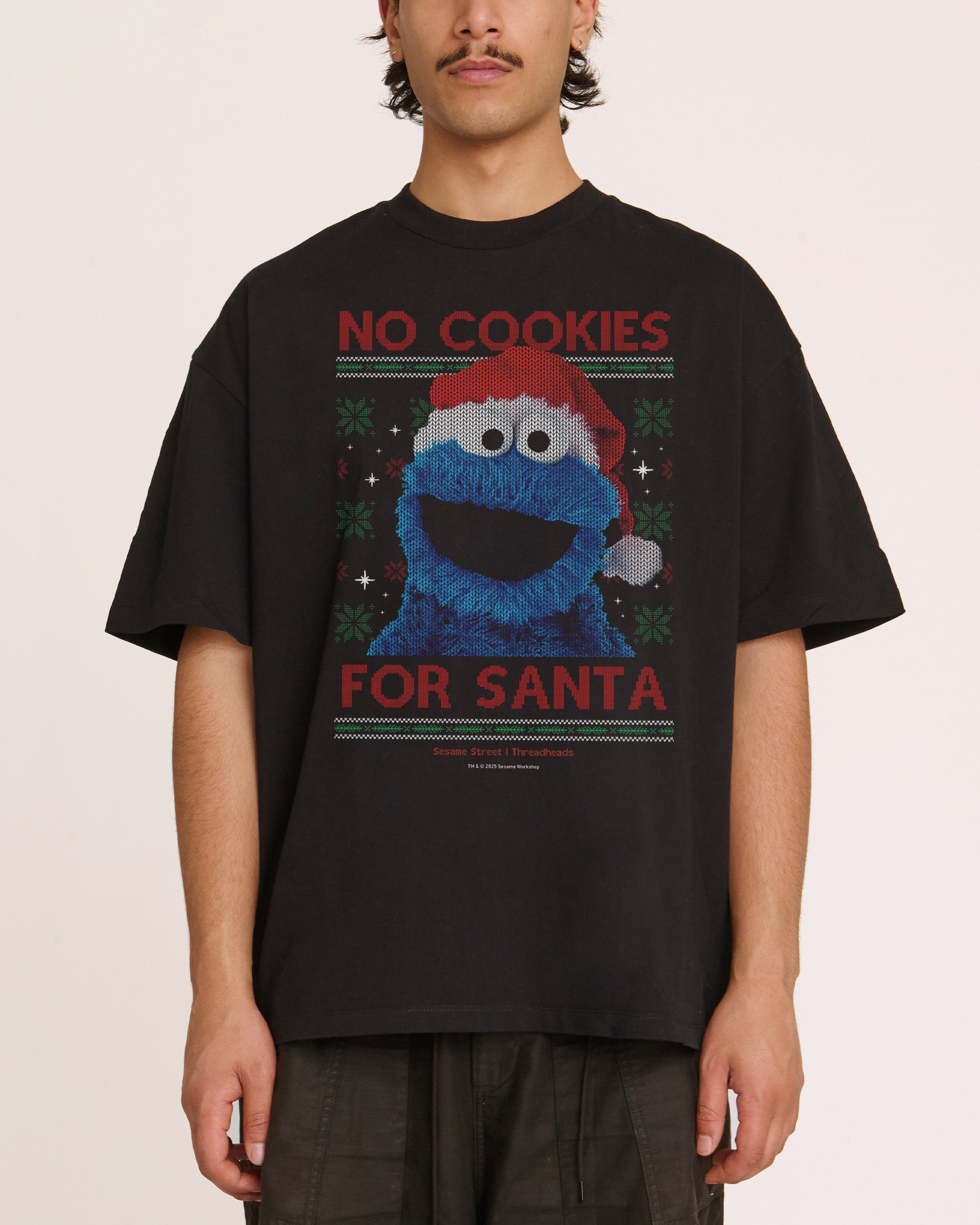 No Cookies for Santa Black Oversized Tee