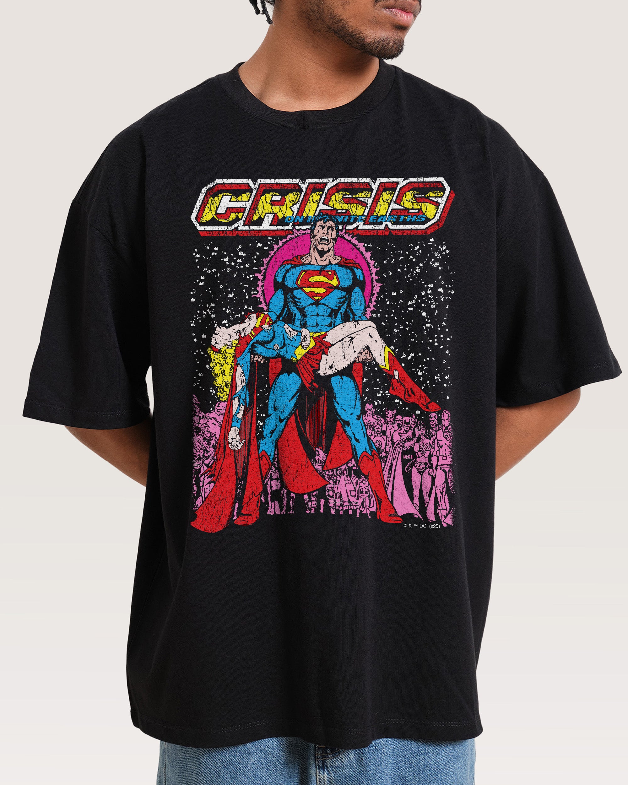 Superman Crisis Black Oversized Tee